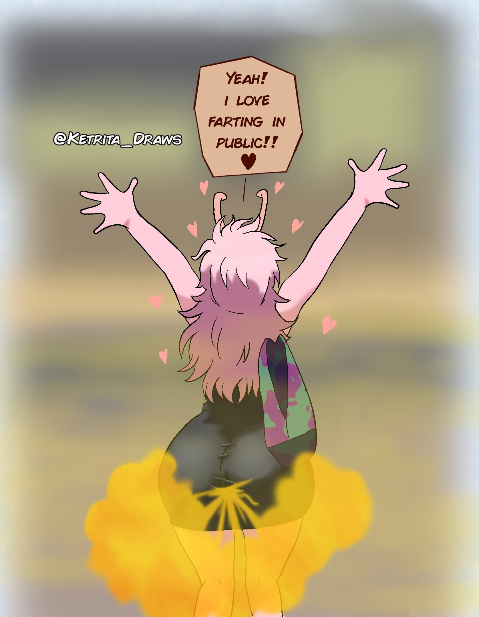 alternate version available, arms up, ashido mina, ass, ass focus, bag, bare legs, black dress, boku no hero academia, bones (company), city, curvy, dirty anus, dirty ass, dress, enjoying farting, enjoying farts, fart, fart cloud, fart fetish, farting, farting girl, flatulance, from behind, gassy, gassy female, heart, hearts around head, horns, huge, ketrita draws, les, mina ashido, mina ashido curvy (meme), my hero academia, outdoors, pink hair, pink skin, sexy, sexy ass, sexy body, shoulder bag, shounen jump, shueisha, smelly anus, smelly ass, stinky, stinky anus, stinky ass, vulgar, young, young female