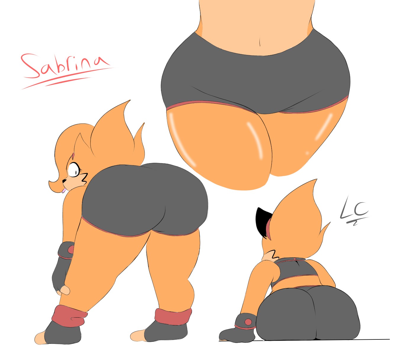 alien, anthro, ass, ass focus, back view, bent over, big ass, big butt, bubble ass, bubble butt, caked up, cheesecake, clothed, fat ass, female, female only, furry, huge ass, huge butt, large ass, large butt, lwd cartoonz, massive ass, massive butt, orange fur, original character, presenting, sabrina fang, short shorts, shortstack, sitting, spiked hair, teasing, thick, thick ass, thick hips, thick legs, thick thighs, tight clothing