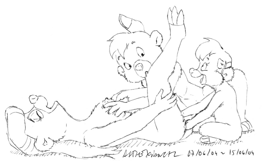 age_difference anthro asthexiancal bear bisexual cub disney female fur furry kit_cloudkicker male mammal molly_cunningham monochrome nipples rebecca_cunningham rough_sketch straight talespin