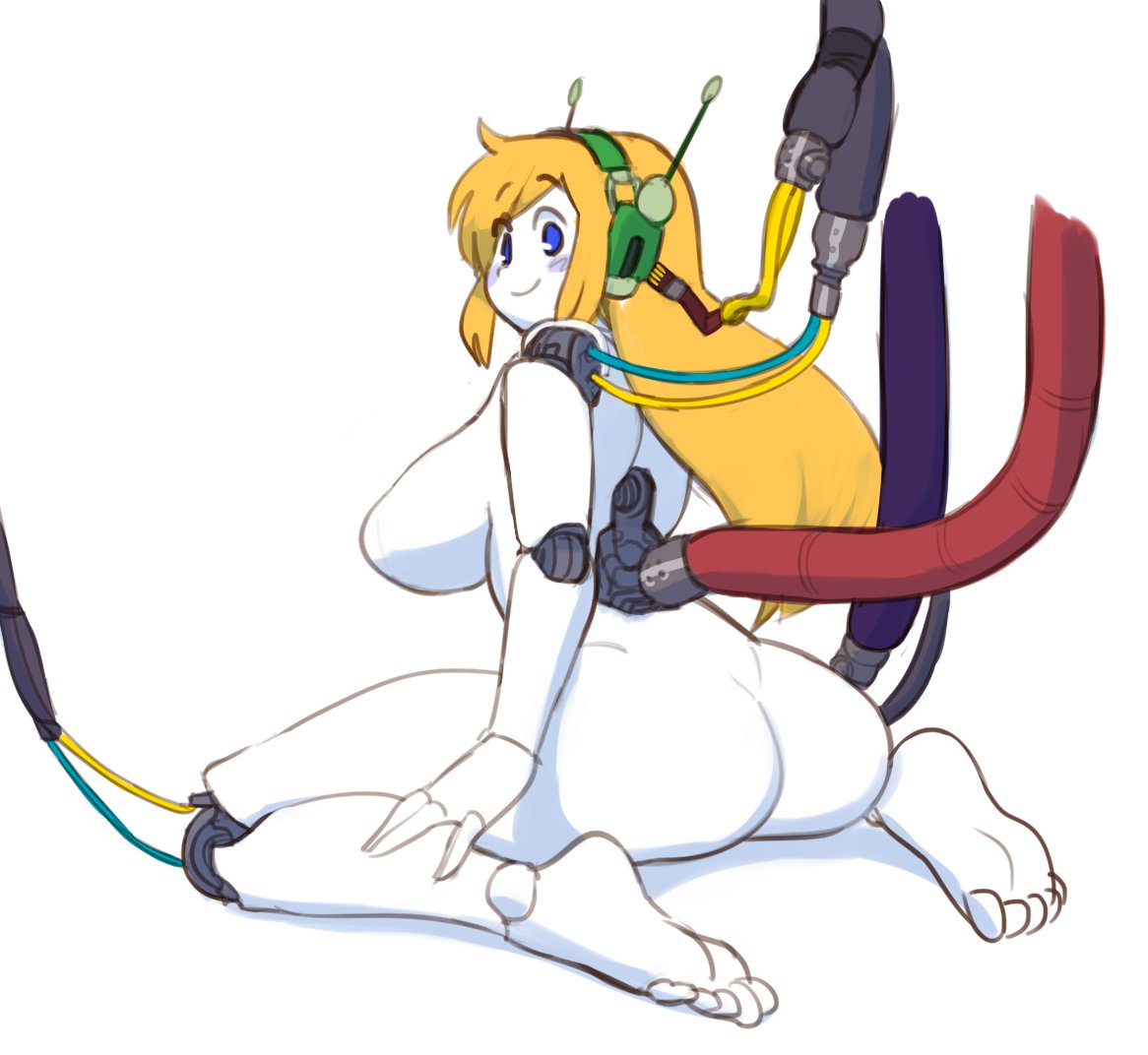ass, big ass, big breasts, blonde hair, breasts, cave story, curly brace, feet, female, machine, noill, nude, robot, robot girl, robot joints