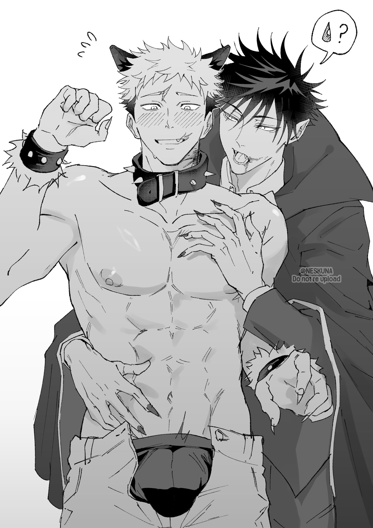 bara, fushiguro megumi, gay, itadori yuuji, jujutsu kaisen, male, male focus, male only, muscular, muscular male, neskuna, yaoi