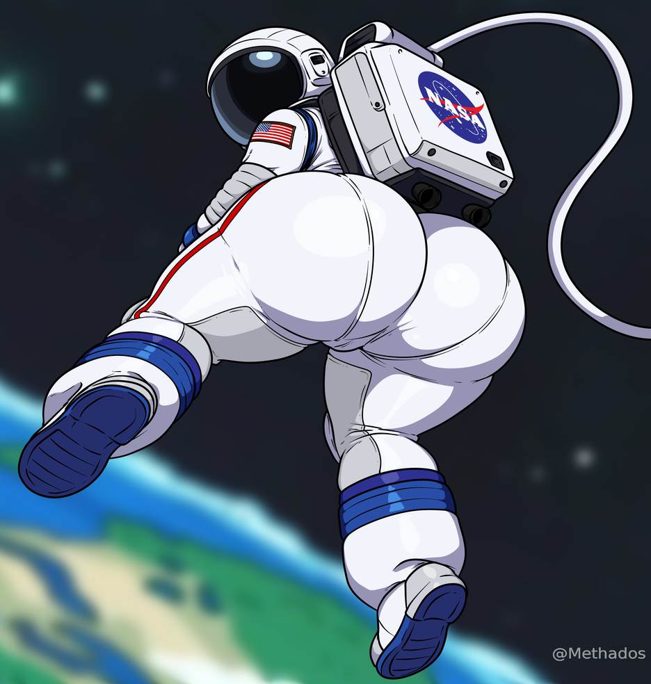 1ambiguous, ambiguous gender, ass, astronaut, big ass, floating in space, fully clothed, huge ass, methados, nasa, solo, space, spacesuit, tagme, thicc