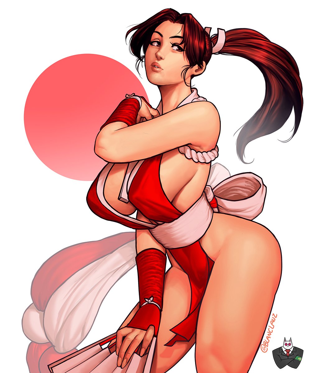 1girls, big breasts, blanclauz, breasts, cleavage, fatal fury, female, female only, king of fighters, large breasts, mai shiranui, solo, wide hips