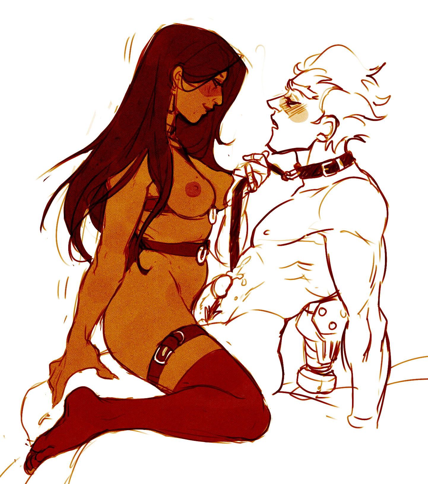 bdsm gear, female, femdom, junkrat, jyagantz, leash, leash and collar, male/female, overwatch, symmetra