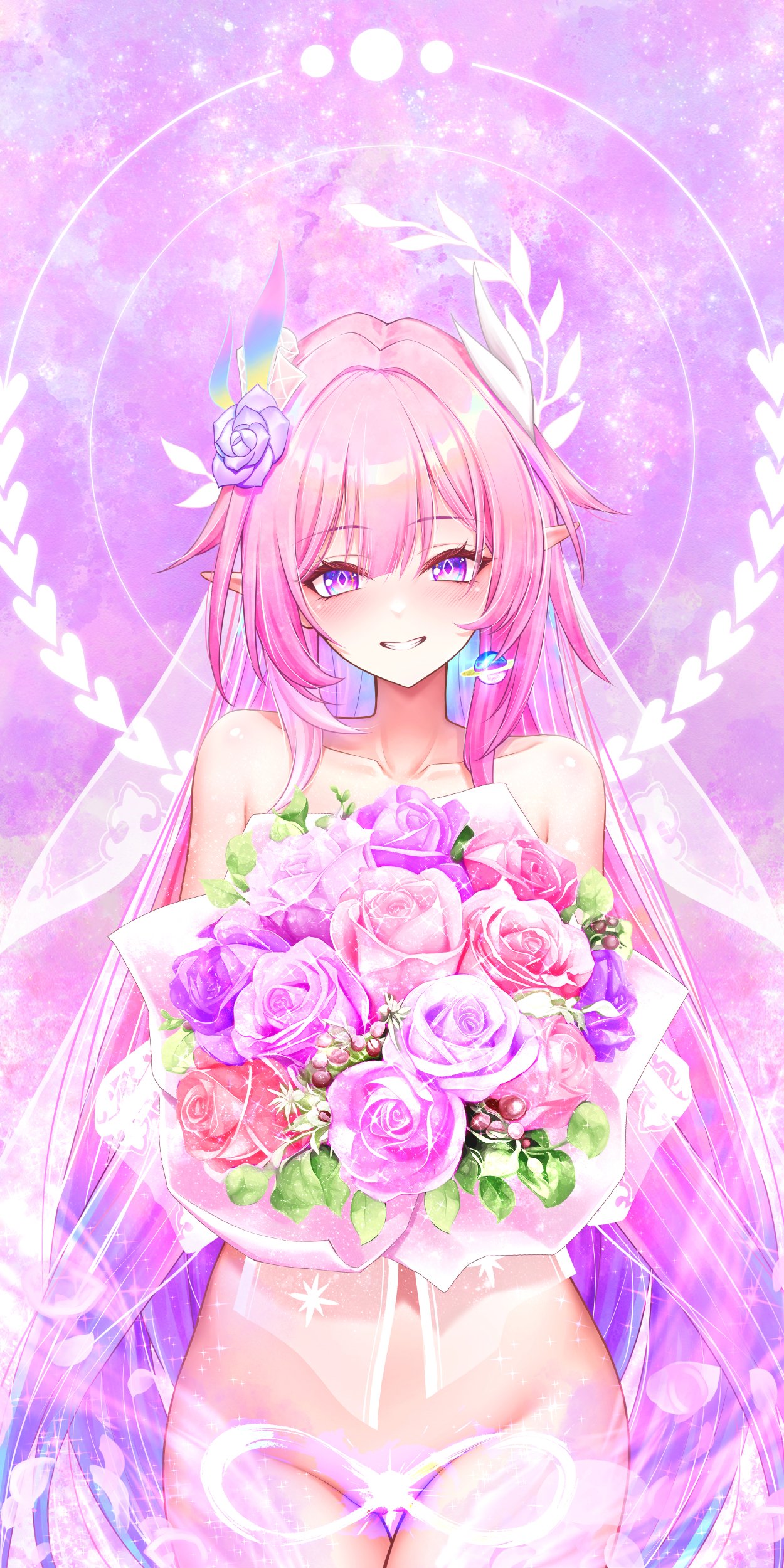 1girls, convenient censoring, cyrene (honkai: star rail), cyrene (ripples of past reverie) (honkai: star rail), demiurge (honkai: star rail), female, honkai: star rail, hoyoverse, long hair, mihoyo, naked, naked female, pink hair, purple eyes, very long hair