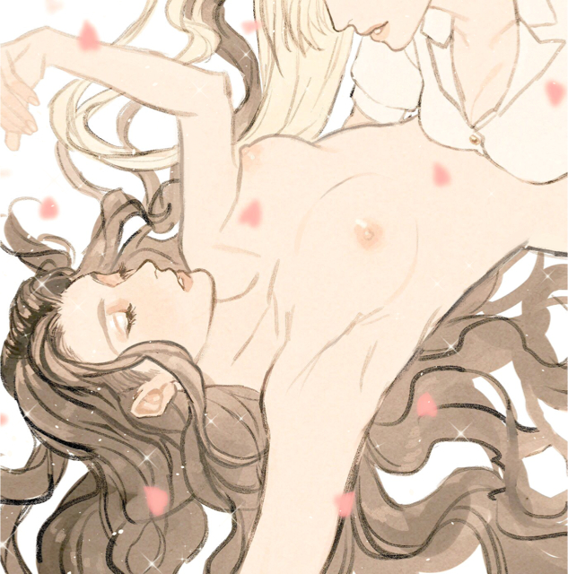 2girls armpits aya_tsuji breasts diamond_is_unbreakable female human jojo's_bizarre_adventure light-skinned_female light_skin long_hair multiple_girls nude sexy_armpits shounen_jump supocon toned toned_female yukako_yamagishi yuri