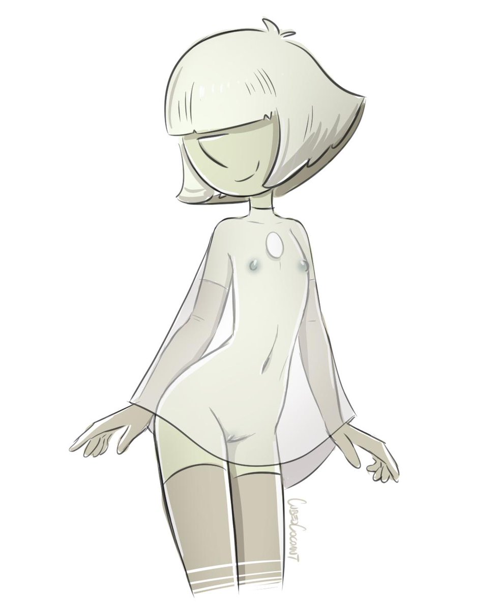 1girls cartoon_network cubedcoconut female female_only flat_chest lonely_pearl_(steven_universe) pussy see-through see-through_clothing small_breasts solo steven_universe steven_universe:_the_phantom_fable