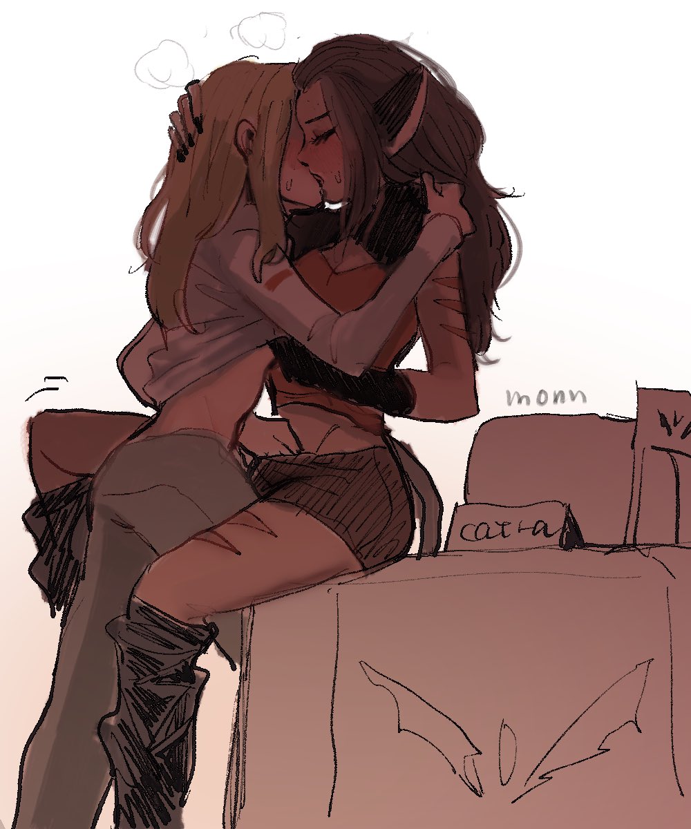 adora, canon couple, catra, character name, clothed sex, female, monn ney, she-ra and the princesses of power, signature, text, yuri