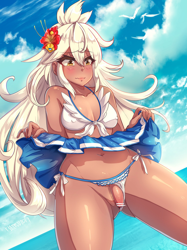 1futa breasts censored cleavage dickgirl flaccid futa_only futa_sans_balls futanari granblue_fantasy intersex kyattsu penis skirt_lift solo zooey_(granblue_fantasy)