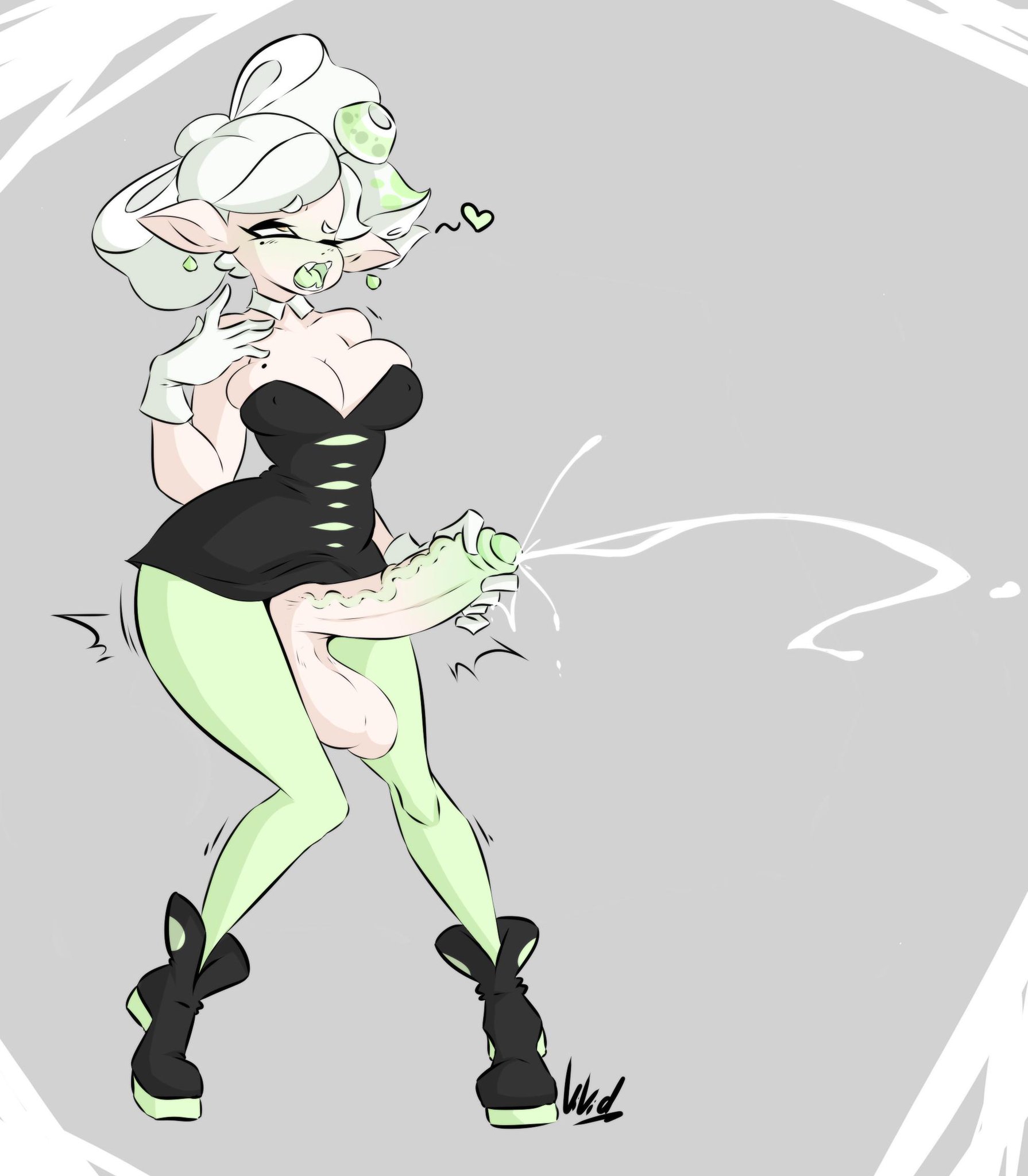 1futa, breasts, cum, dullvivid, erection, futa only, futanari, heart, intersex, marie (splatoon), masturbation, penis, penis out, splatoon, tentacle, tentacle hair, white hair, yellow eyes