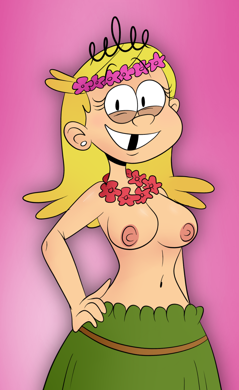 aged_up big_breasts blonde_hair breasts female female_only hand_on_hip lola_loud scobionicle99 shirtless shirtless_female solo straight_hair the_loud_house topless topless_female