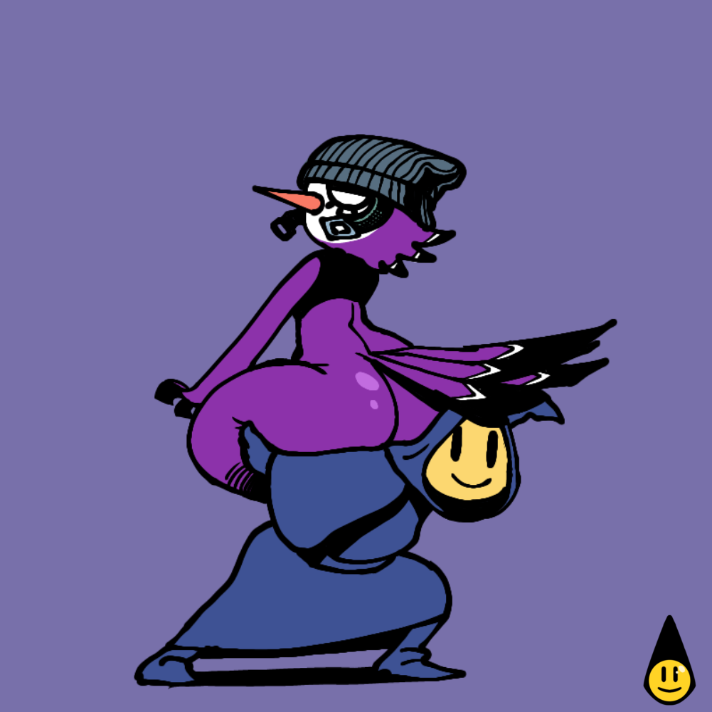 ass bird character feathers funnycultist_(artist) ifunny nokk_burton purple_skin