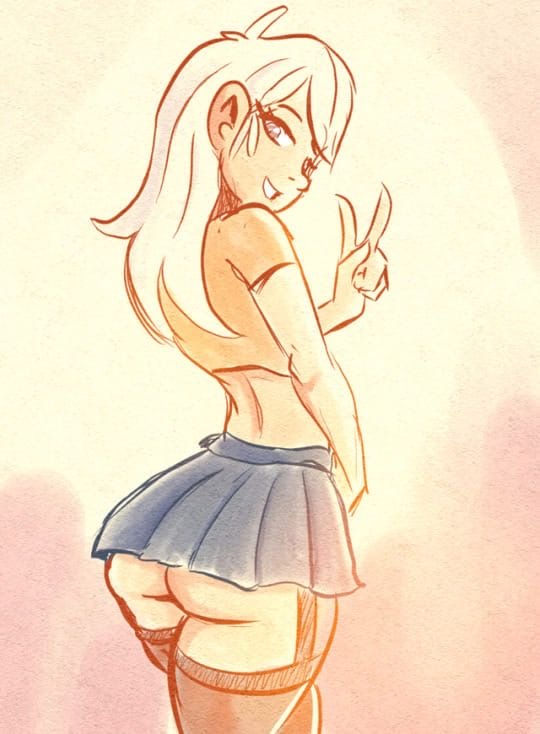 1girls, ass, back, big ass, clothing, female, garter straps, lincoln loud, linka loud, looking back, miniskirt, rule 63, short skirt, skirt, smile, solo, solo focus, stockings, the loud house, thigh highs, thighhighs, white hair