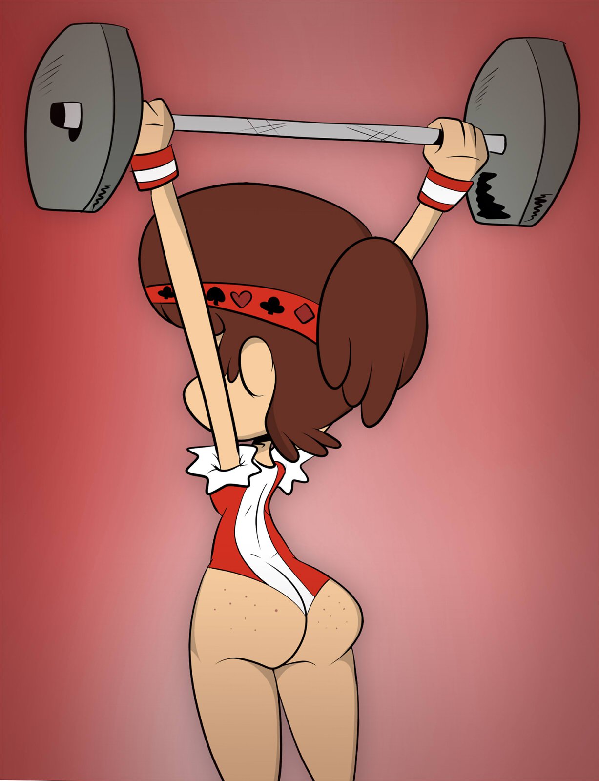 ass, brown hair, female, lifting, lynn loud, rear view, scobionicle99, straight hair, the loud house, workout