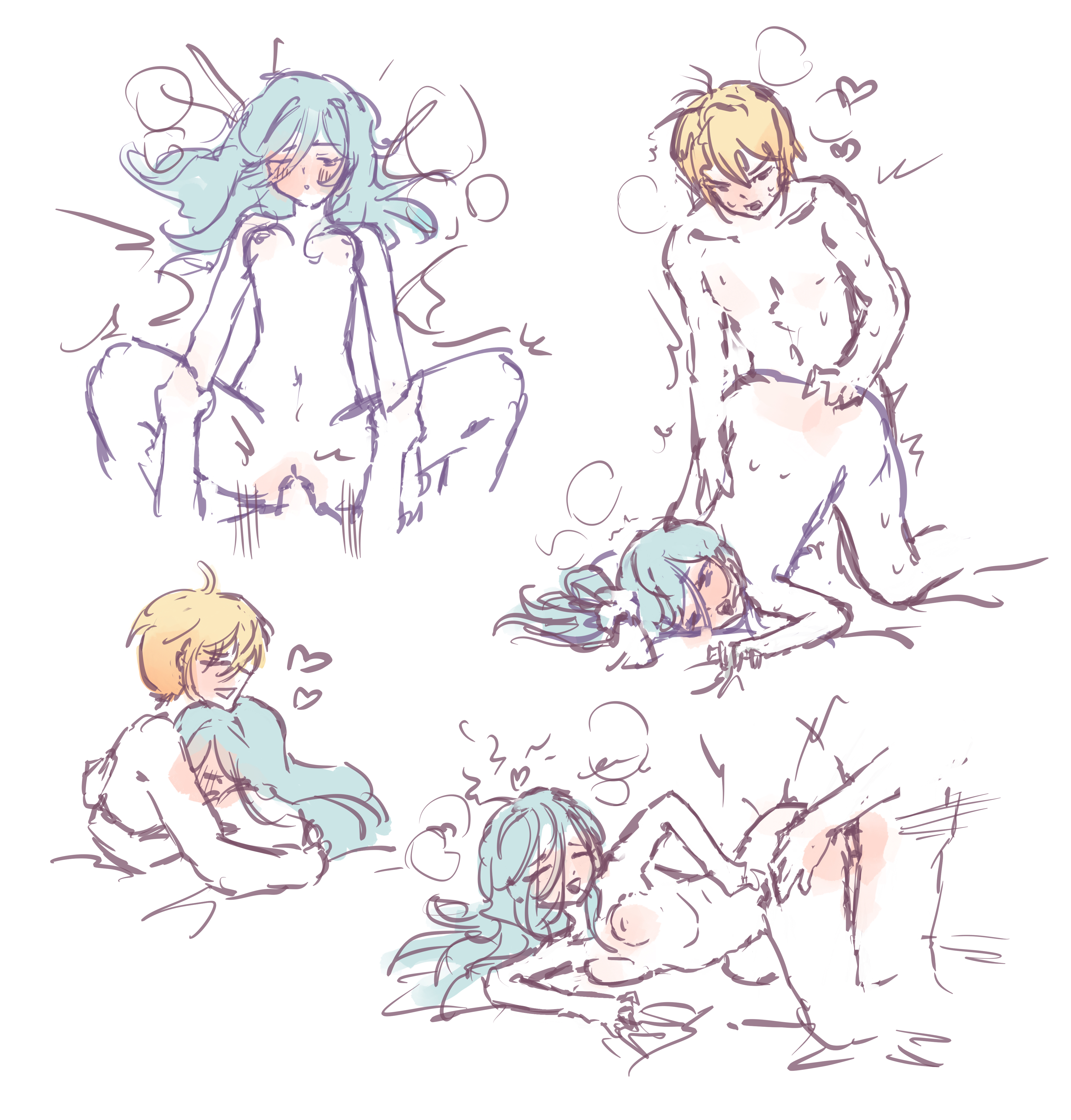 after sex, artist request, blush, blushing, cuddling, doggy position, doggy style, doggystyle, hand on ass, hand on hip, handholding, heart, hinomori shizuku, holding hands, hug, missionary, missionary position, naked, naked female, naked male, nude, project sekai, tenma tsukasa, wholesome