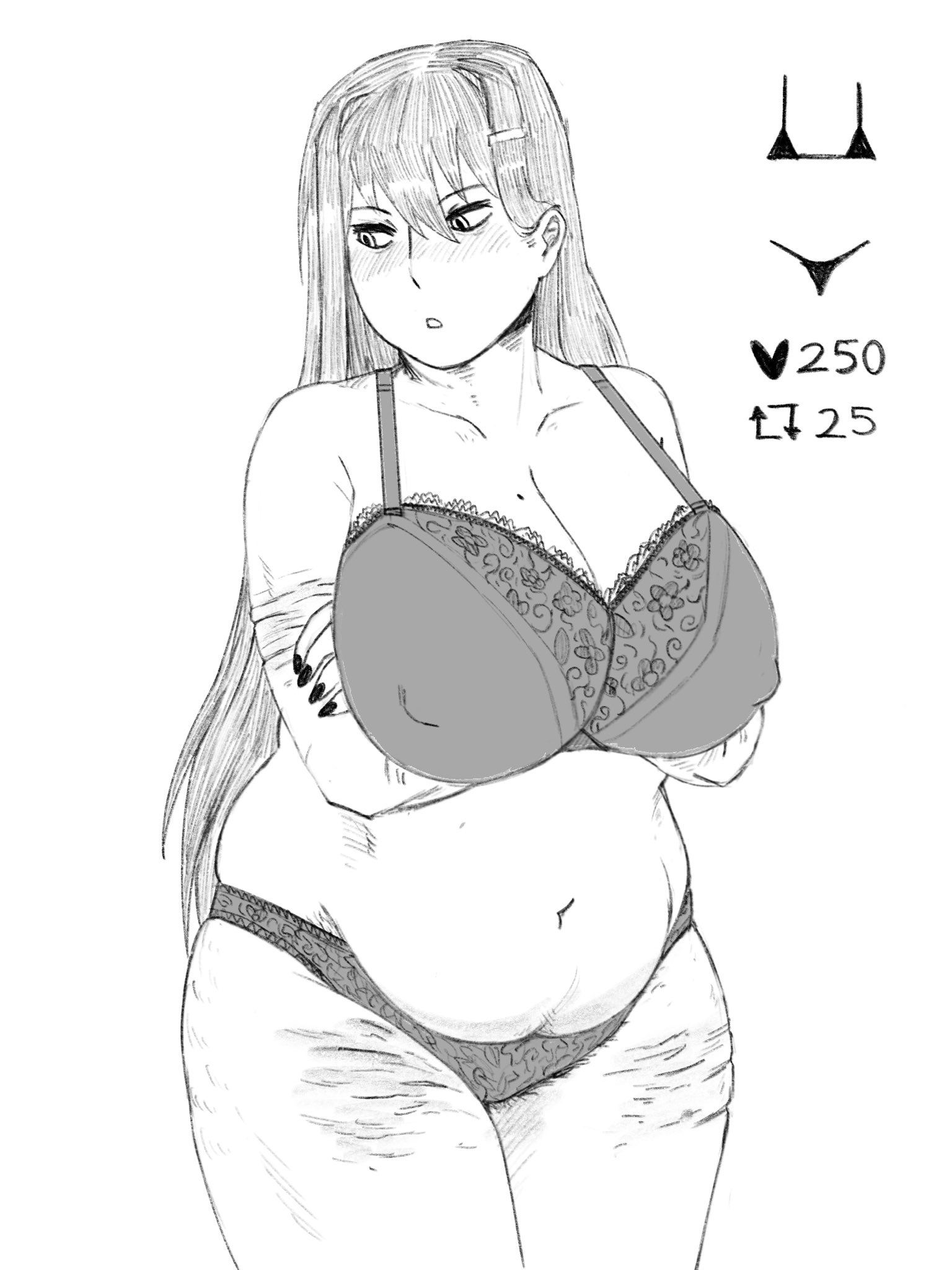 belly, belly button, big belly, big boobs, big breasts, big thighs, cellulite, chubby, chubby female, crossed arms, doki doki literature club, fat belly, fat female, lace bra, lace panties, lace trim, long hair, looking away, mincedguts 228, nipple bulge, nipples, pubic hair, pubic hair peek, scar, scars, self harm, self harm scars, shy, strip game, thick, thick hips, thick thighs, tummy, wide hips, wide thighs, yuri (doki doki literature club)