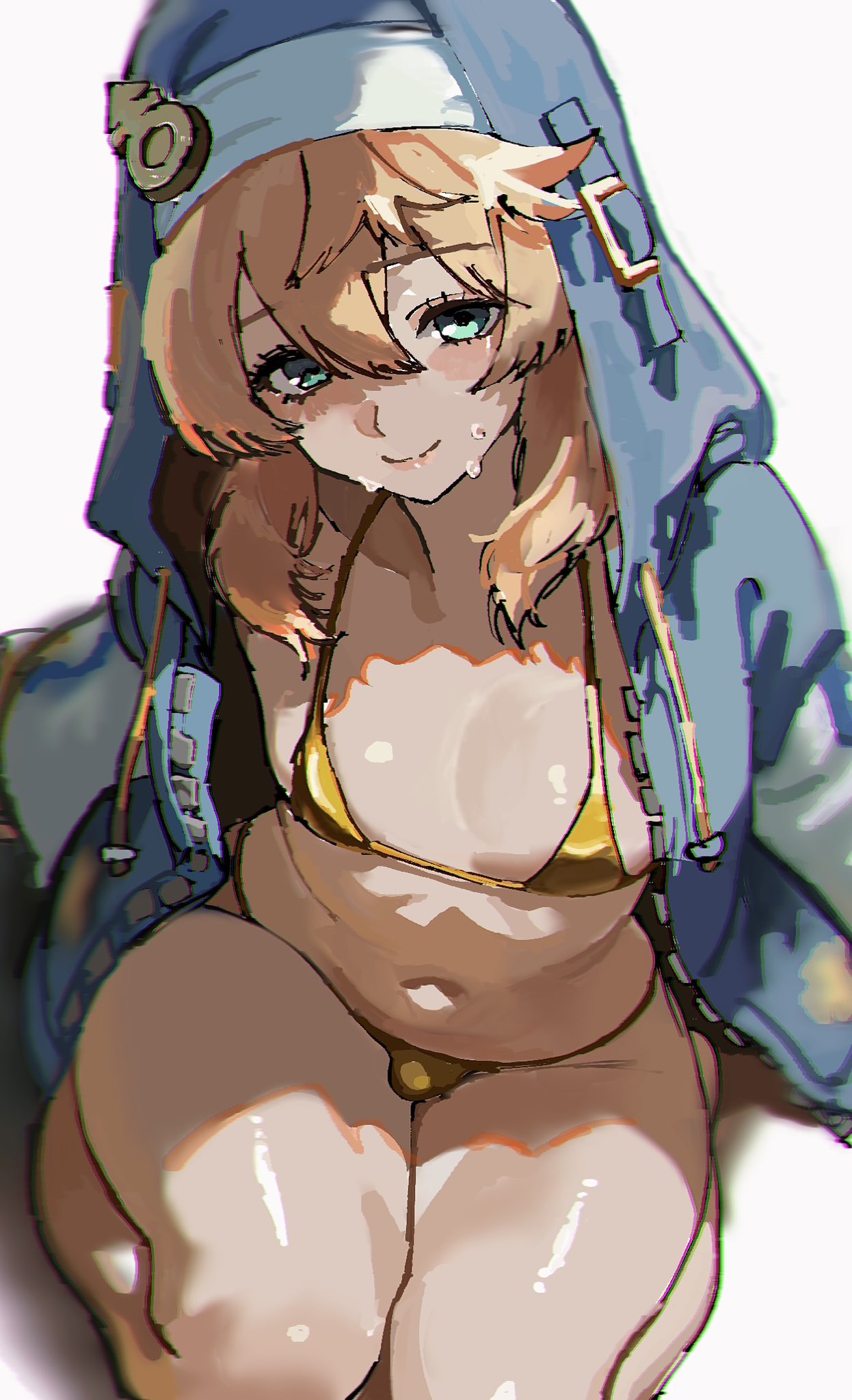 1girl, 2026, 2d, 2d (artwork), 2d artwork, almost naked, almost nude, arc system works, artist request, balls, ballsack, bangs, barely clothed, belly, belly button, bikini, bikini bottom, bikini top, blonde hair, blue eyes, blush, bridget, bulge, clothing, collarbone, curvaceous, curvy, curvy figure, gold bikini, golden bikini, golden week, guilty gear, guilty gear strive, hi res, highres, hourglass figure, light skin, looking at viewer, male, male only, medium hair, midriff, navel, nun, nun hat, nun outfit, panties, parted bangs, penis, revealing clothes, rosy cheeks, shiny, shiny skin, skimpy, skimpy bikini, skimpy clothes, slim, slim waist, smile, smiling, smiling at viewer, smooth skin, solo, solo male, stomach, sweat, sweatdrop, sweating, swimsuit, swimwear, testicles, thick thighs, thighs, trans, trans woman, transfem, transgender, waist