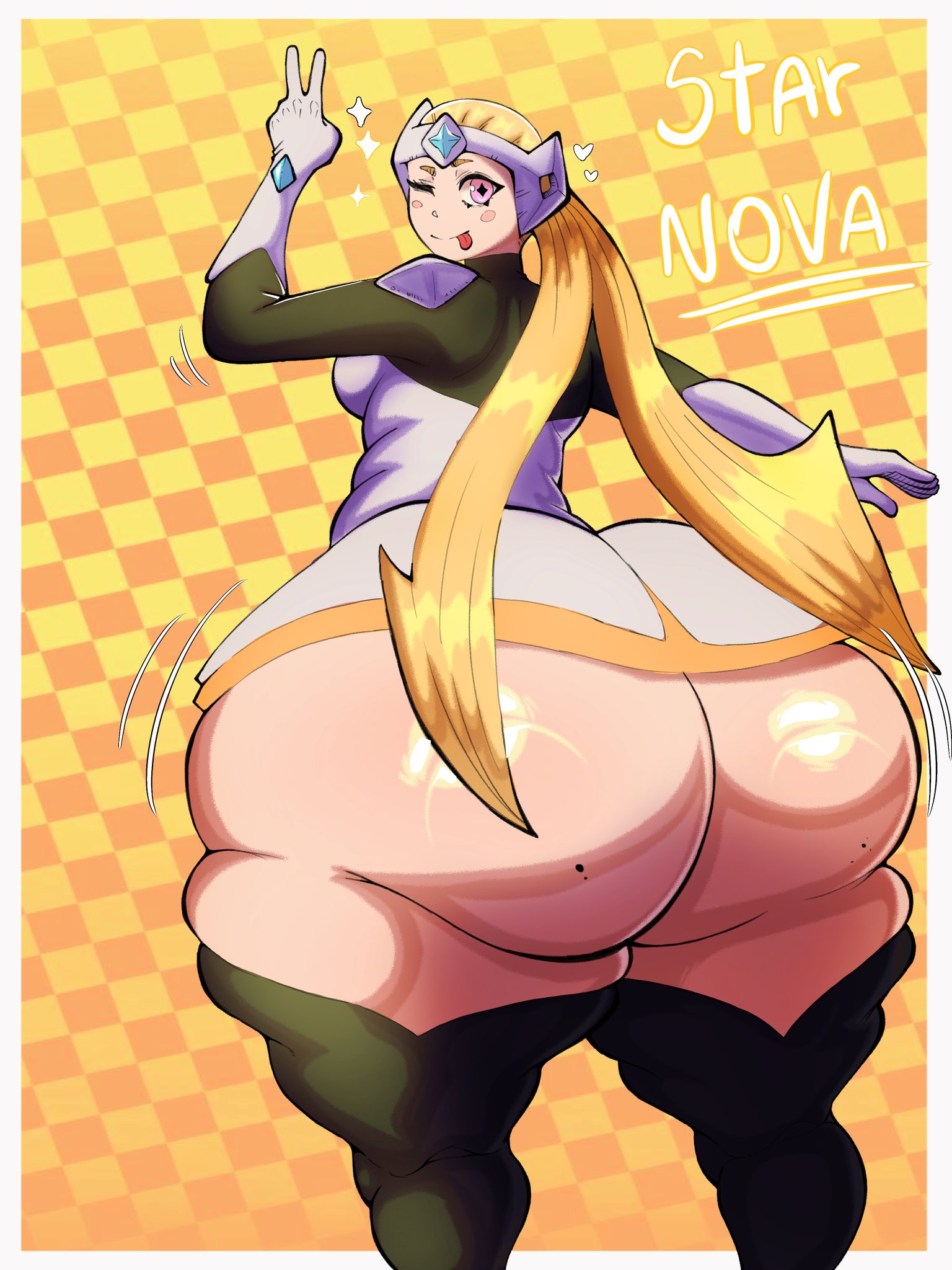 1girls, big breasts, brawl stars, female, female only, hyper ass, luizinbk, massive ass, massive thighs, starr nova (brawl stars), thick thighs