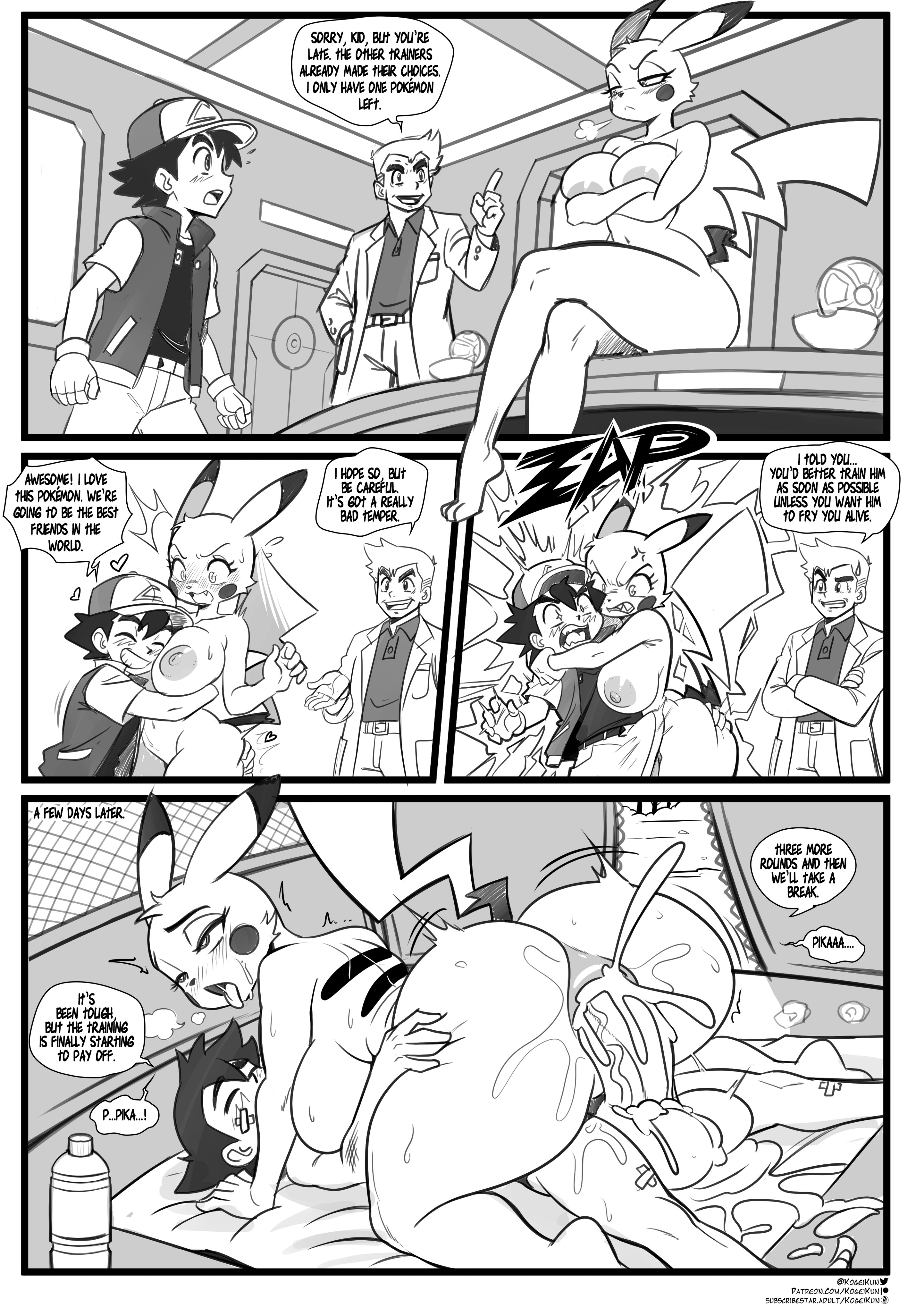 1girl, anal, anal insertion, anal penetration, anal sex, anthro, ash ketchum, cum, cum in ass, cum inside, female, female focus, female penetrated, furry, genderswap, genderswap (mtf), kogeikun, looking pleasured, male, male penetrating, male penetrating female, male/female, penetration, penis in ass, pikachu, pleasured, pokemon, pokemon (anime), pokemon (species), professor oak, straight, tagme