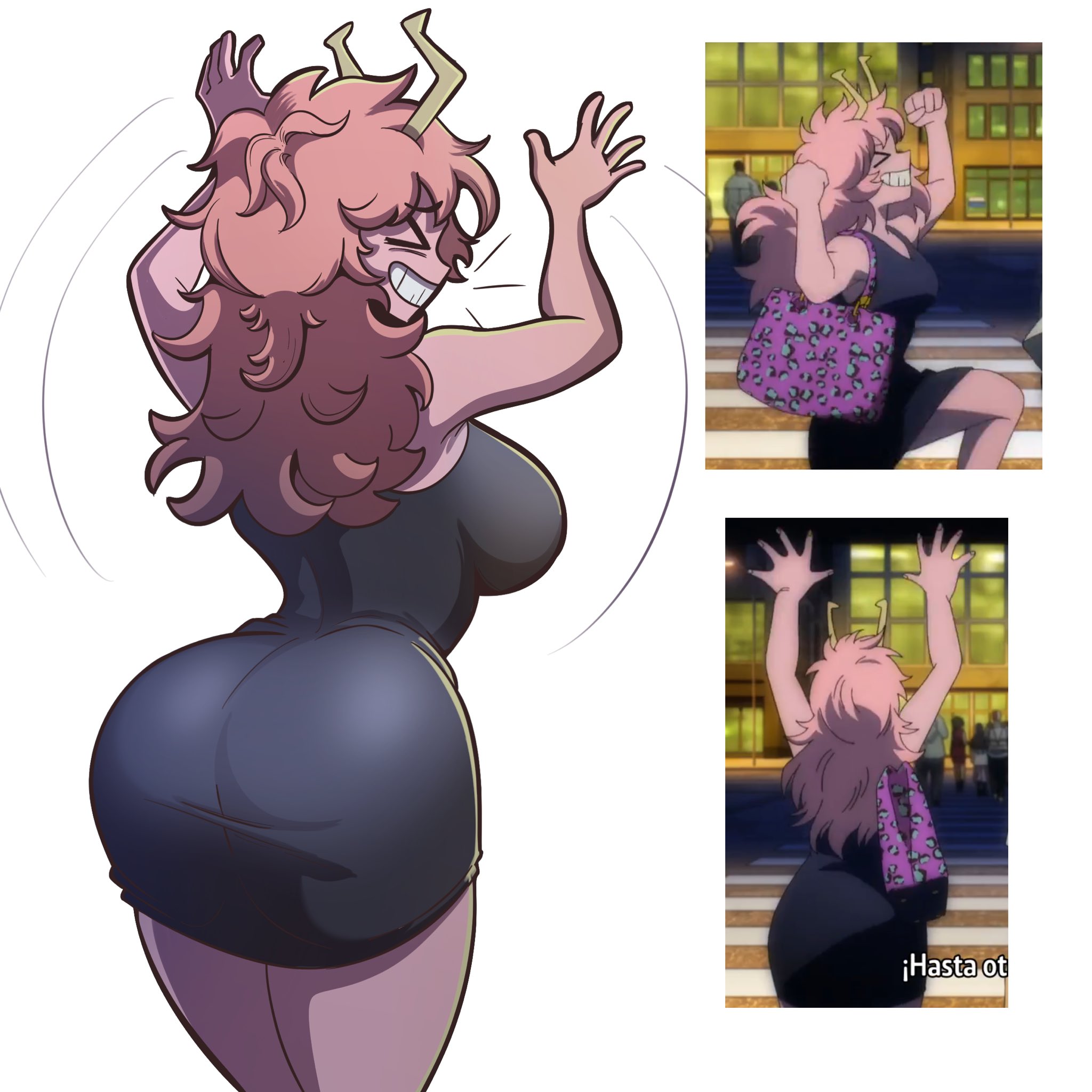 1girls, ashido mina time-skip, ass, ass focus, ass of the gods, boku no hero academia, boku no hero academia (finale), bubble butt, dress, dumptruck ass, female, female focus, female only, female thick thighs, large ass, long hair, mina ashido, mina ashido curvy (meme), mina ashido time-skip, my hero academia, my hero academia (finale), neondraws20, pink body, pink hair, post-timeskip, solo, spankable ass, thick thighs, thighs, wide hips