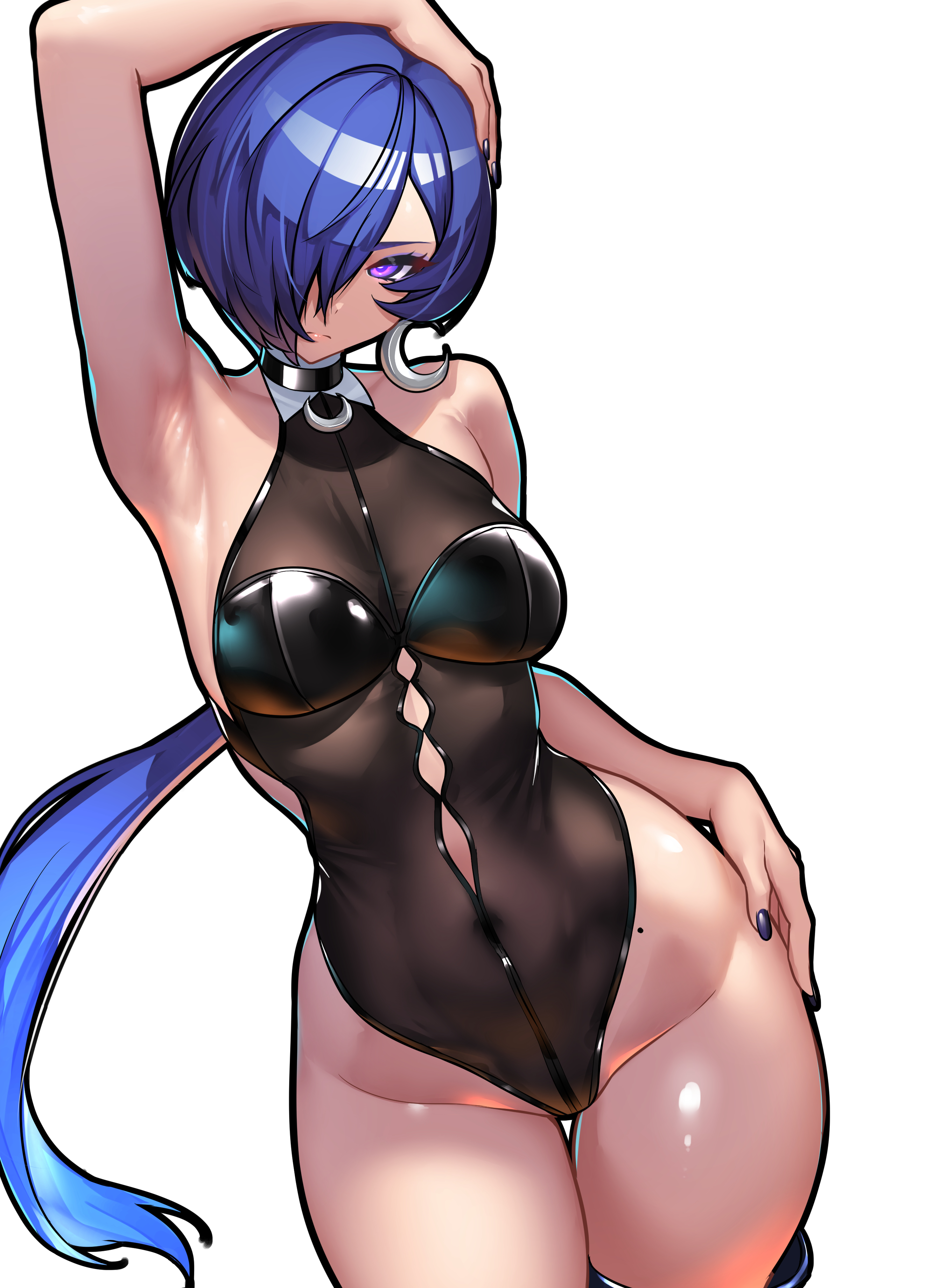 1girls, big breasts, breasts, colored nails, female, female focus, female only, large ass, large breasts, light skin, light-skinned female, long nails, nichesnake, painted nails, promeia (zenless zone zero), solo, thick thighs, thighs, wide hips, zenless zone zero
