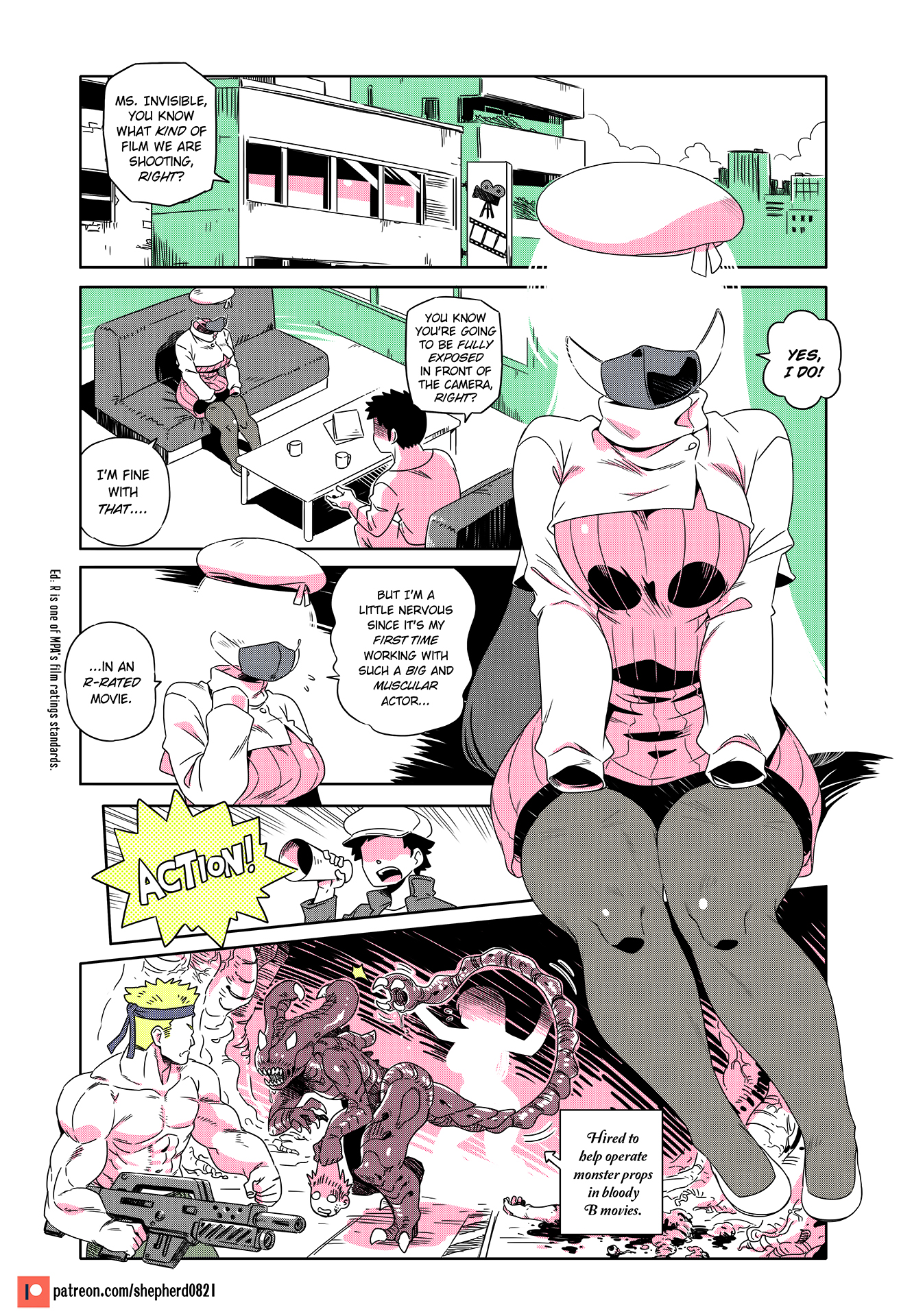 big breasts, casting couch, comic, facemask, humor, invisible girl, modern mogal, ms. invisible (modern mogal), shepherd0821, thick thighs, thighhighs