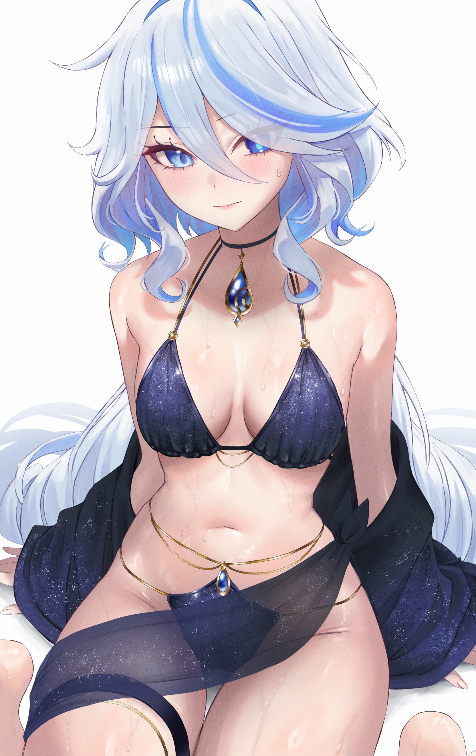 1girls, breasts, female, female focus, female only, furina (genshin impact), genshin impact, large breasts, light skin, light-skinned female, solo, thick thighs, thighs, vitaminechan, wide hips