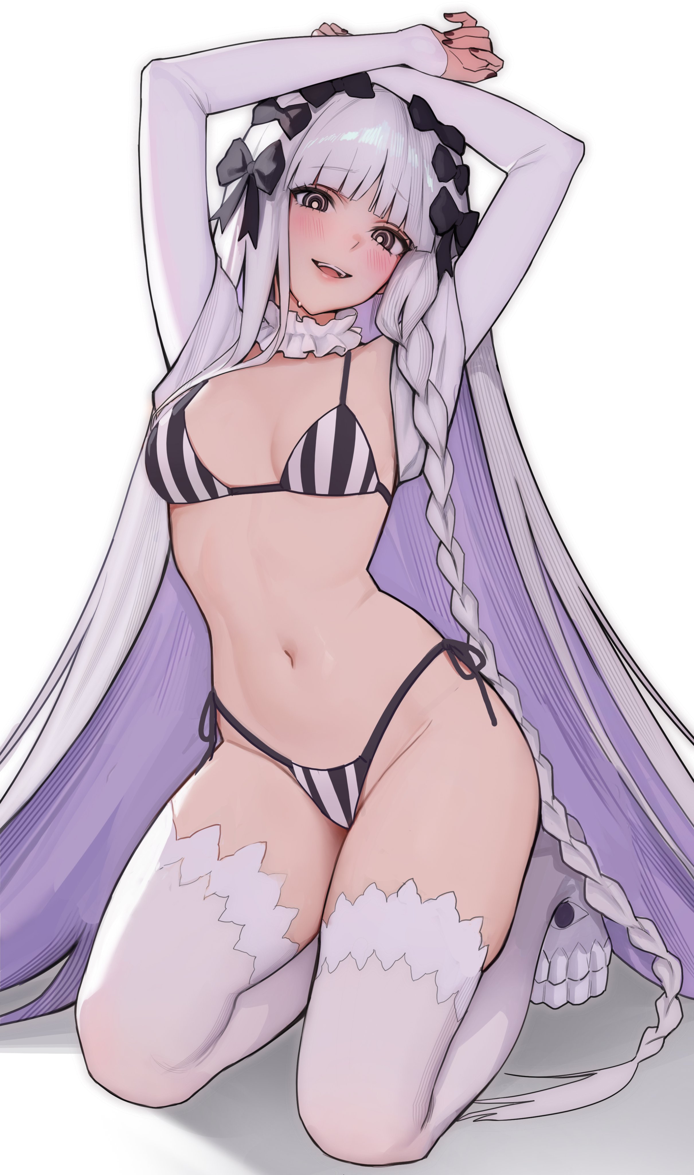 1girls, arms up, belly, blush, fate (series), fate/grand order, fate/strange fake, female torso, francesca prelati (fate), horny, horny female, horny smile, hot girl, hourglass figure, hourglass figured female, inviting, inviting to fuck, inviting to sex, petite, petite female, petite girl, quilm, revealing, revealing clothes, revealing outfit, showing, showing belly, showing body, showing off, showing off belly, showing tummy, slim body, slim female, slim figure, slim girl, slim thick, slim torso, slim waist, striped underwear, thick thighs, thighhighs, thighs, underwear, wide hips