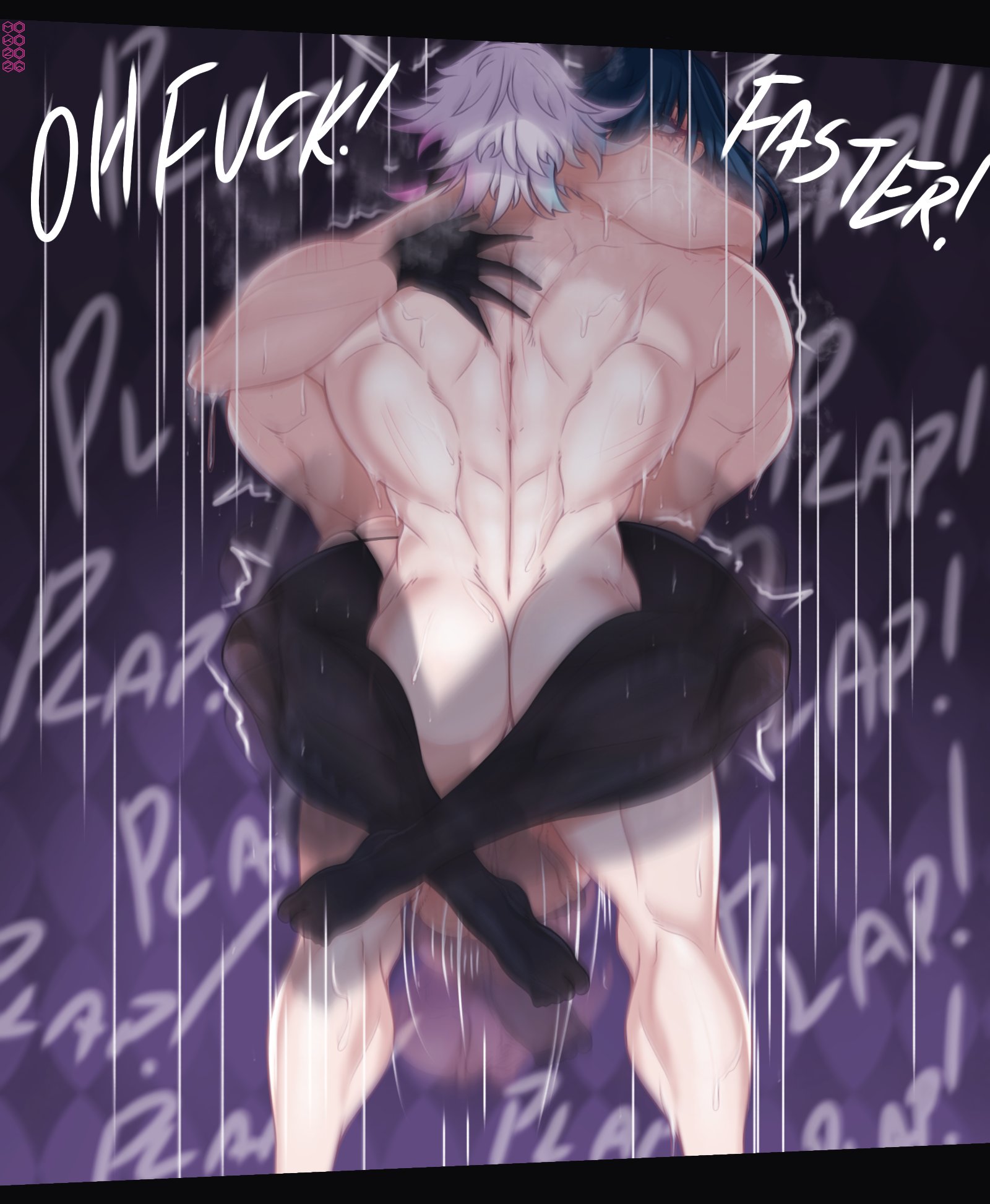 aomokoka, gavis bettel, hololive, hololive english, holostars, holostars english, leg lock, muscular male, ouro kronii, standing sex, virtual youtuber
