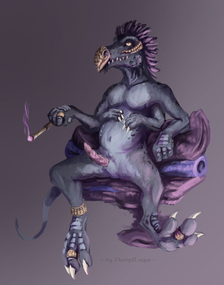 anthro cigarette crystal dark male male_only nude penis pillow sitting skeksis the_dark_crystal