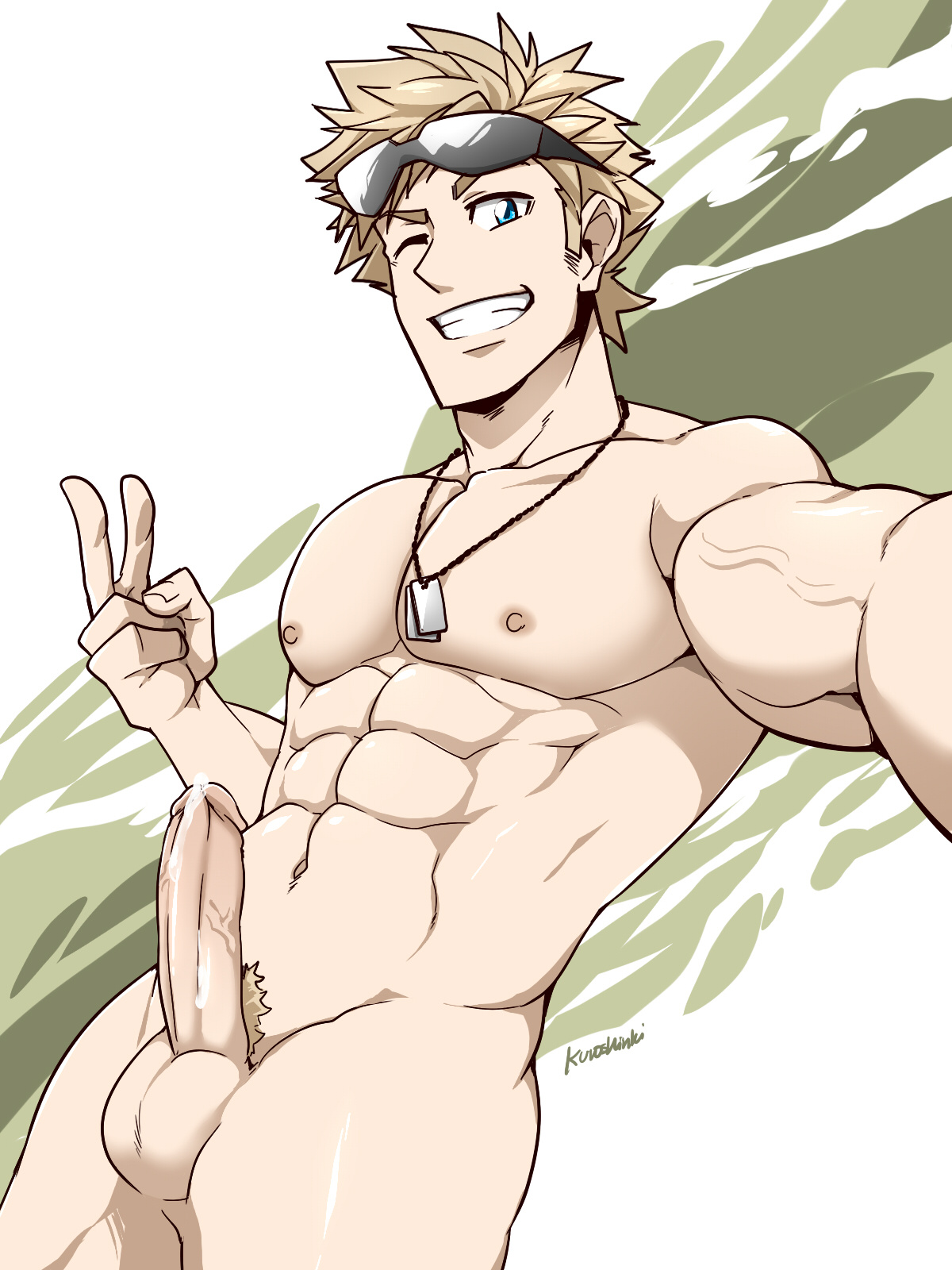 1boy, 1girls, abs, balls, female, human, human only, kuroshinki, looking at viewer, male, male only, nintendo, nude, penis, pokemon, pokemon go, selfie, solo, source request, spark (pokemon), testicles