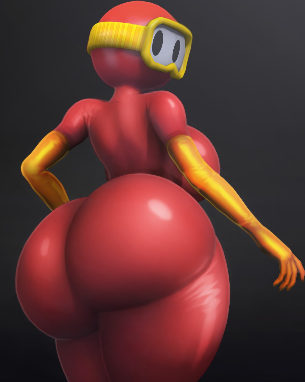 1girls 3d 3d_(artwork) 5_fingers anthro anthrofied ass back back_view big_ass big_breasts big_butt black_background bodysuit bottom_heavy breasts bubble_ass bubble_butt butt dig_dug female female_only goggles hips hourglass_figure huge_ass huge_breasts huge_butt humanoid large_ass large_breasts large_butt latex looking_at_viewer looking_back looking_back_at_viewer mouthless no_mouth no_nose pooka pooka_(dig_dug) raikovjaba red_skin rubber_suit shiny shiny_skin sideboob simple_background skin_tight solo solo_female thick thick_ass thick_thighs thighs thin_waist voluptuous wide_hips yellow_skin yellow_stockings