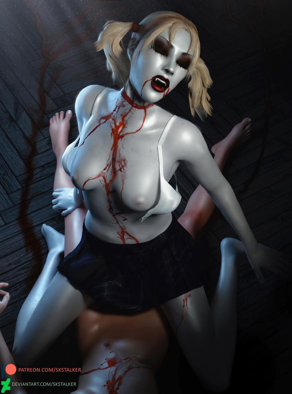 1boy, 1girls, 3d, areolae, athletic, bare midriff, blood, breasts, clothing, dark fantasy, faceless male, female, female focus, female on top, femdom, goth, goth girl, gothic, hourglass figure, human, jeanette voerman, light skin, light-skinned female, male, malkavian, nipples, pale skin, pale-skinned female, sex, skirt, skstalker, straight, tagme, vampire, vampire the masquerade, vampire the masquerade bloodlines, world of darkness