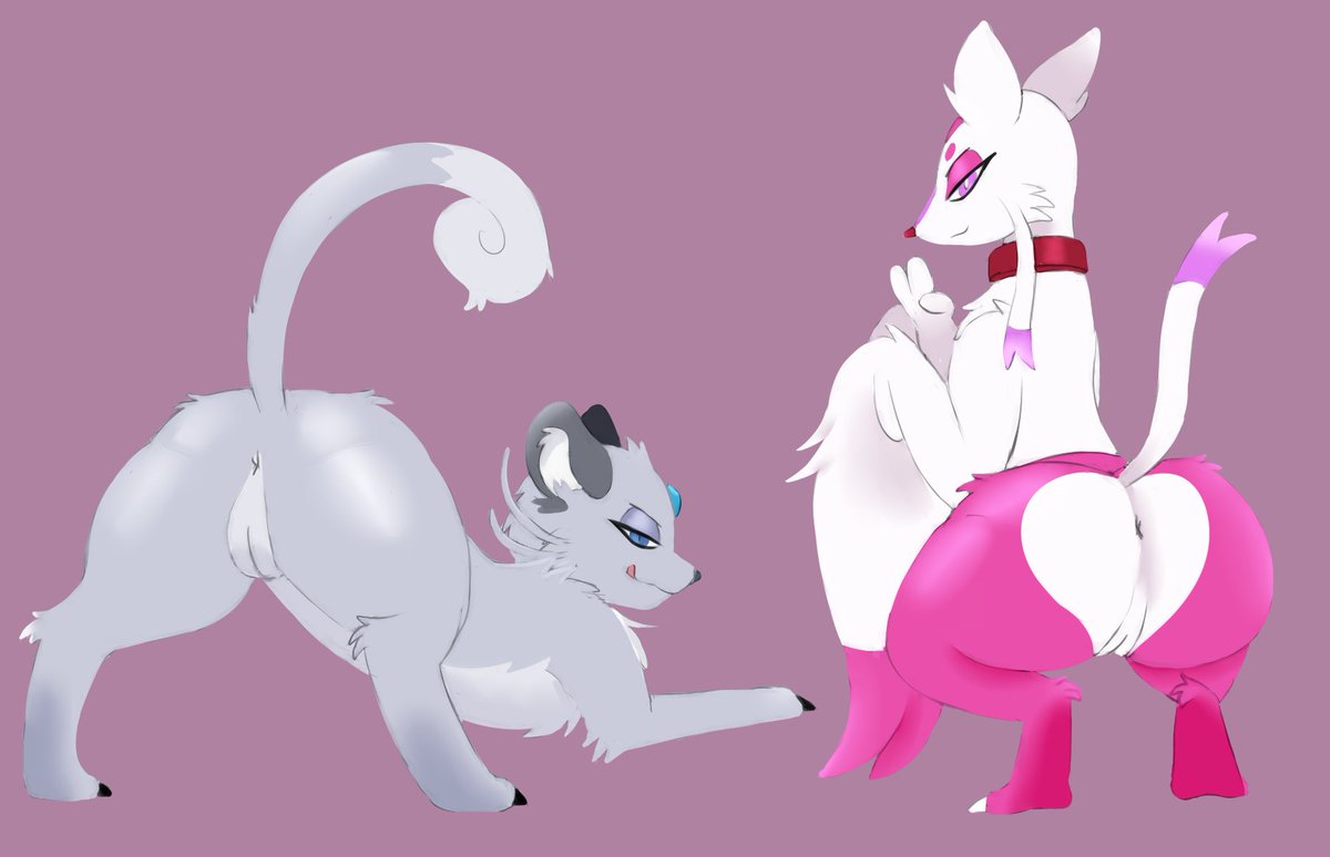 2019 2girls alolan_persian alternate_color anus blue_eyes claws collar feline female feral fur furry furry_only grey_body grey_fur looking_at_viewer looking_back mammal mienshao misu_nox multicolored_body multicolored_fur mustelid nintendo original_character paws persian pink_background pink_body pink_eyes pink_fur pokémon_(species) pokemon presenting presenting_anus presenting_hindquarters presenting_pussy purple_body purple_fur pussy raised_tail reallydarkandwindie seductive shiny_mienshao shiny_pokemon simple_background smile tail tongue two_tone_body two_tone_fur video_games wanderlust white_body white_fur