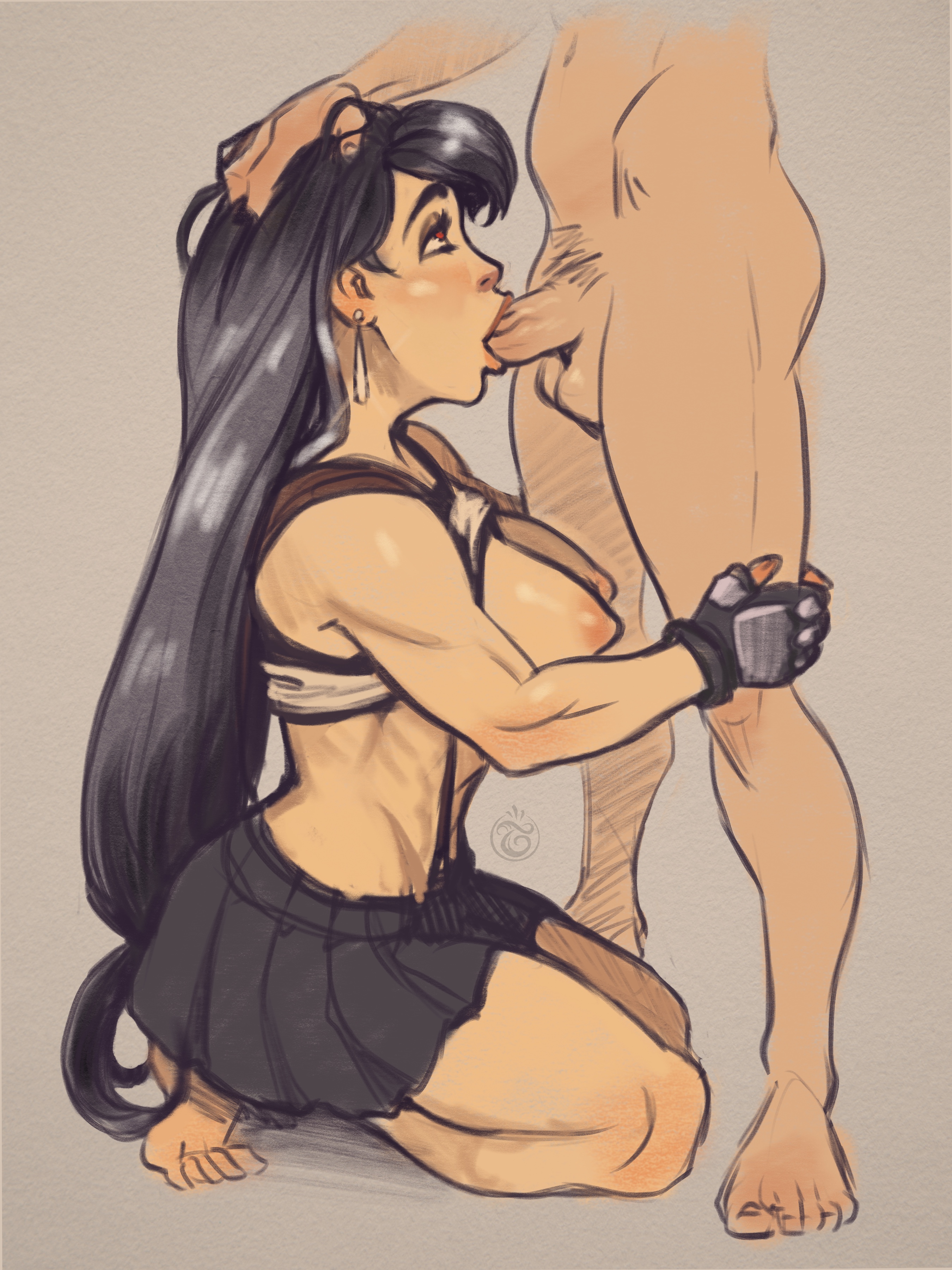 1boy, 1girls, athletic, athletic female, blowjob, breasts, busty, fellatio, female, female focus, final fantasy, final fantasy vii, hourglass figure, male, molly skyfire, oral, oral penetration, oral sex, penis, sex, tagme, tifa lockhart, wide hips