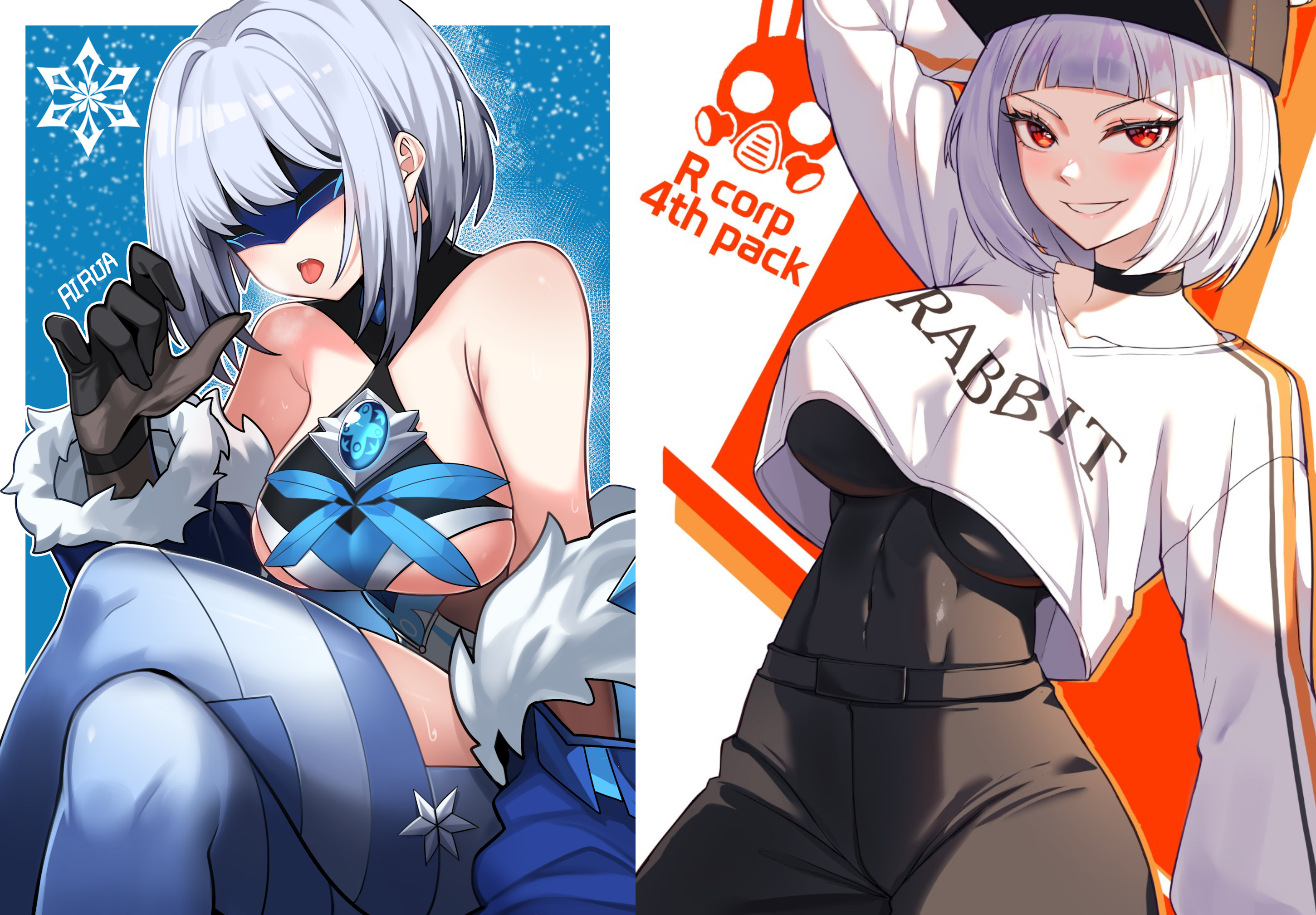 asdf (rokiru08), cryo cicin mage (genshin impact), edit, fatui, female, female only, genshin impact, lazy edit, library of ruina, myo (lobotomy corporation), project moon, rirua, sonic and garfield pack, white hair