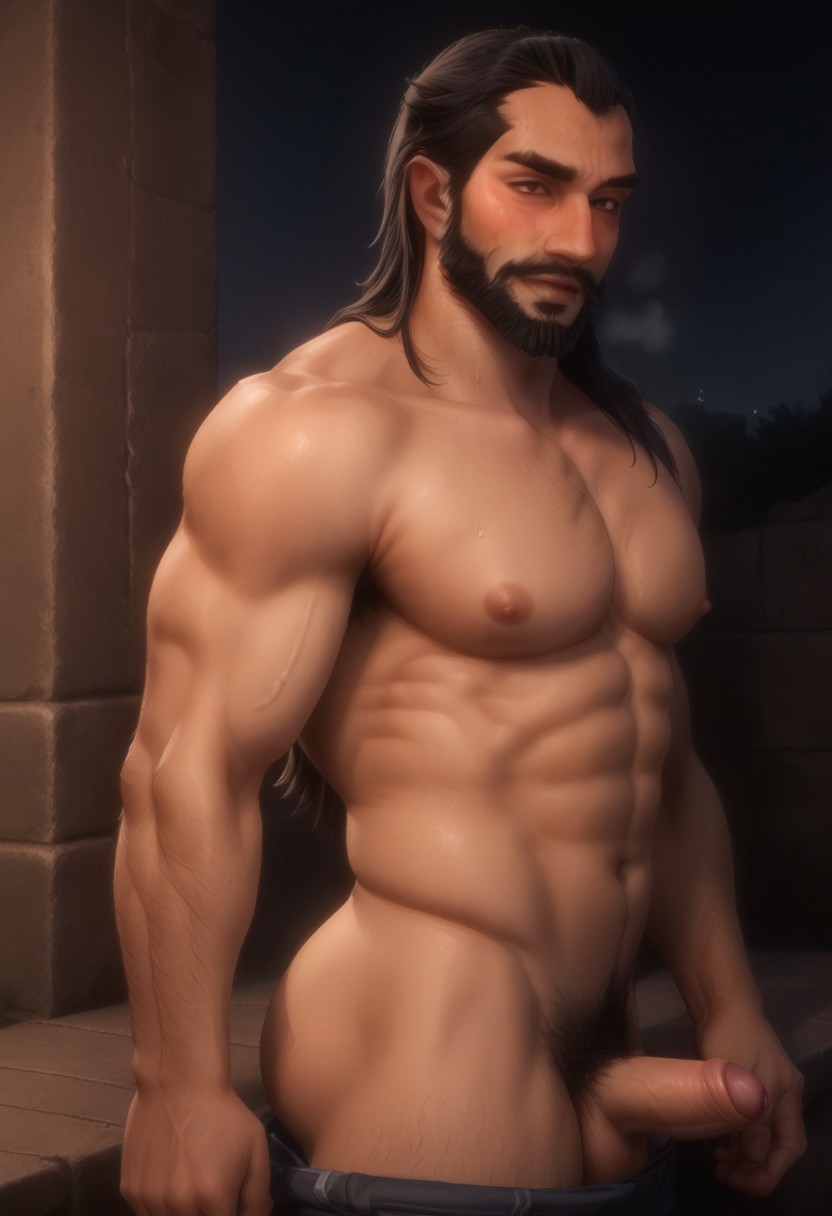 1boy 1human 1male 1man ai_generated balls ballsack biceps chest_hair cock deltoids dick dragon_age dragon_age_the_veilguard gay hairy hairy_chest hairy_male happy_trail lucanis_dellamorte male male_chest male_focus male_nipples male_only muscular_male nipples nuts nutsack pecs pectorals penis sagging_balls sagging_testicles saggy_balls scrotum solo_male testicles uncircumcised uncut uncut_penis