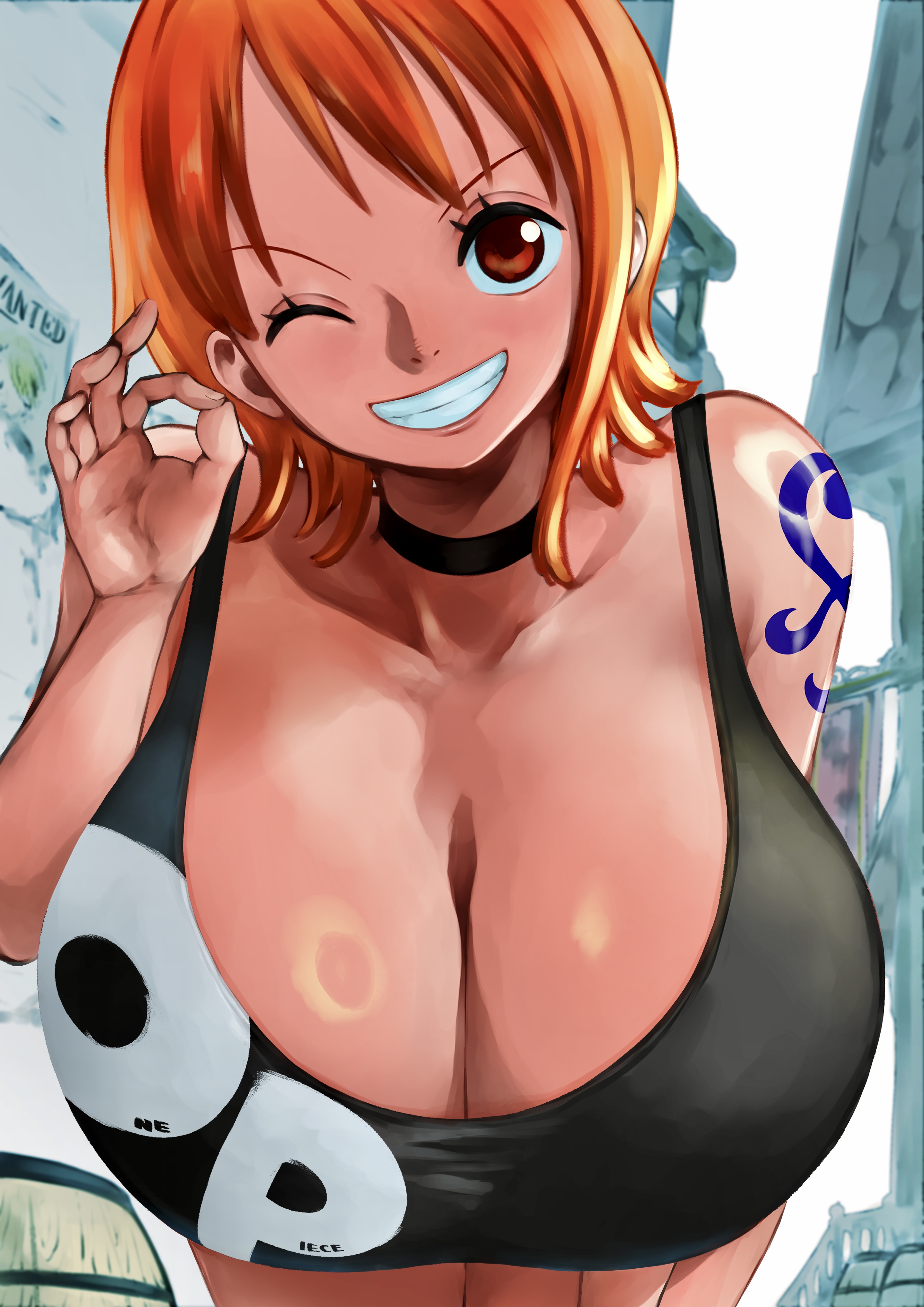 ai generated, big breasts, breasts, female, female only, kyugata, nami (one piece), one piece, ring light reflection
