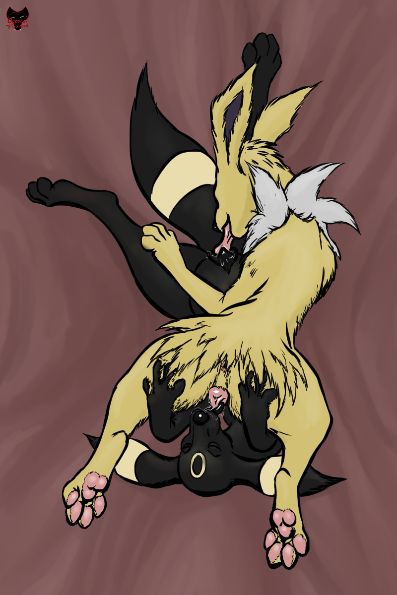 2:3 69_position animal_genitalia animal_pussy anus artist_logo bodily_fluids canine_genitalia canine_pussy cunnilingus duo eeveelution female female/female feral generation_1_pokemon generation_2_pokemon genital_fluids genitals hi_res jolteon logo neck_tuft nintendo october_flixard oral pawpads paws pokemon pokemon_(species) pussy saliva sex tail tongue tongue_out tuft umbreon vaginal_fluids vaginal_penetration