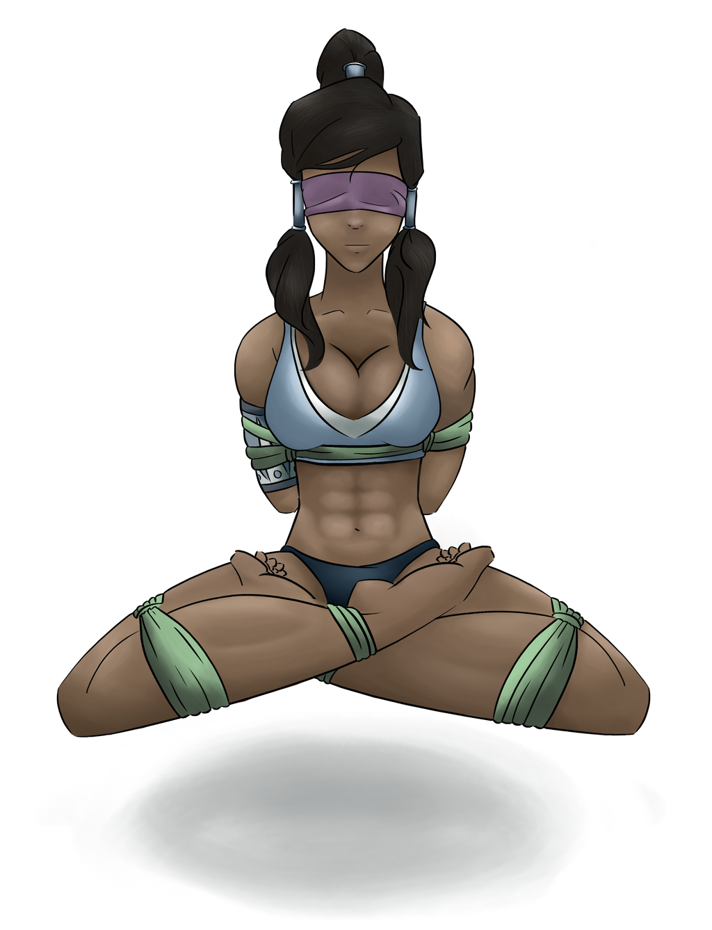 1girls arms_behind_back avatar_legends bare_legs barefoot blindfold blindfolded bondage bound_ankles bound_arms bound_legs bra captiveforever cleavage crossed_legs dark-skinned_female dark_skin female female_only femsub human human_only korra meditating medium_breasts muscular muscular_female muscular_sub panties six_pack solo solo_female straight_hair the_avatar the_legend_of_korra water_tribe