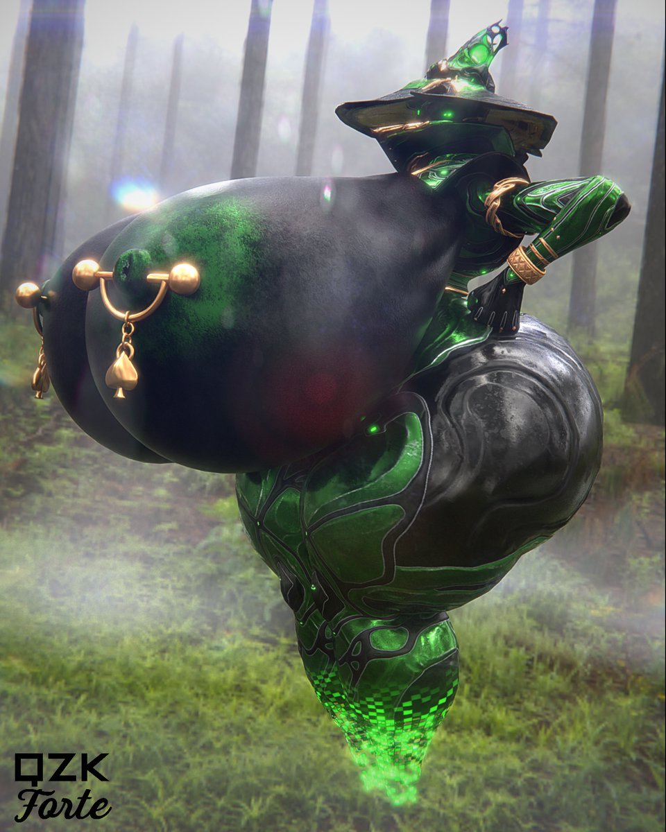 big breasts, breasts, cleavage, female, huge breasts, hyper, hyper breasts, nipples, qzk forte, tagme, thick thighs, warframe, wisp (warframe), wisp coven (warframe)