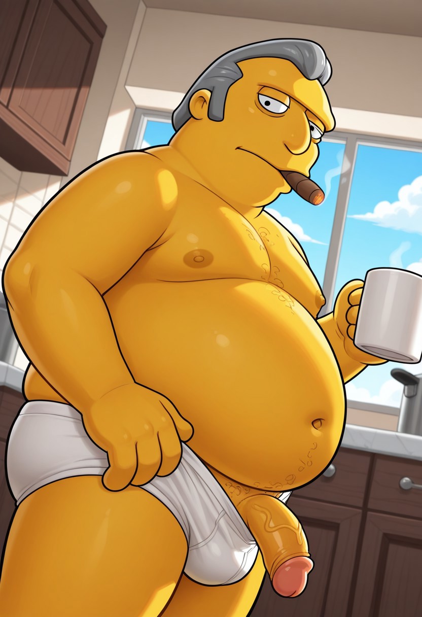 ai generated, bara, fat male, fat tony, male, male only, overweight, the simpsons, yaoi
