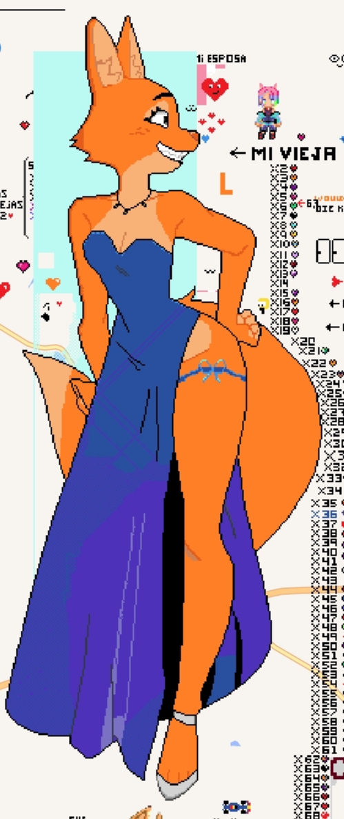 boonsky, diane foxington, female, furry, pixel art, tagme, wplace
