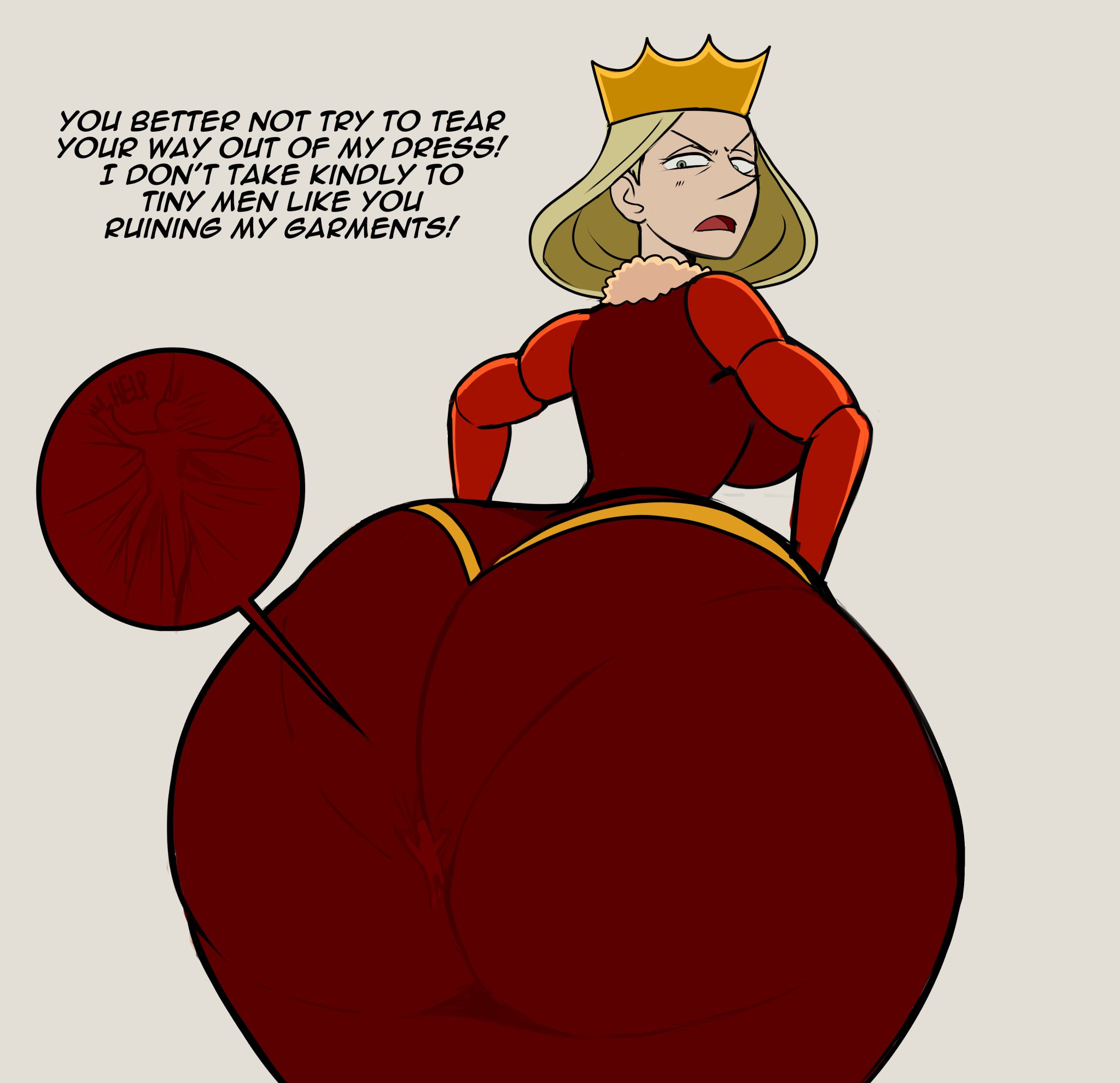 alternate version available, big ass, gigantic ass, huge ass, in panties, lolotron, looking back, male, micro, micro male, ousama ranking, pantylines, queen hilling, size difference, stuck in ass, tiny male, trapped in clothing, under clothes