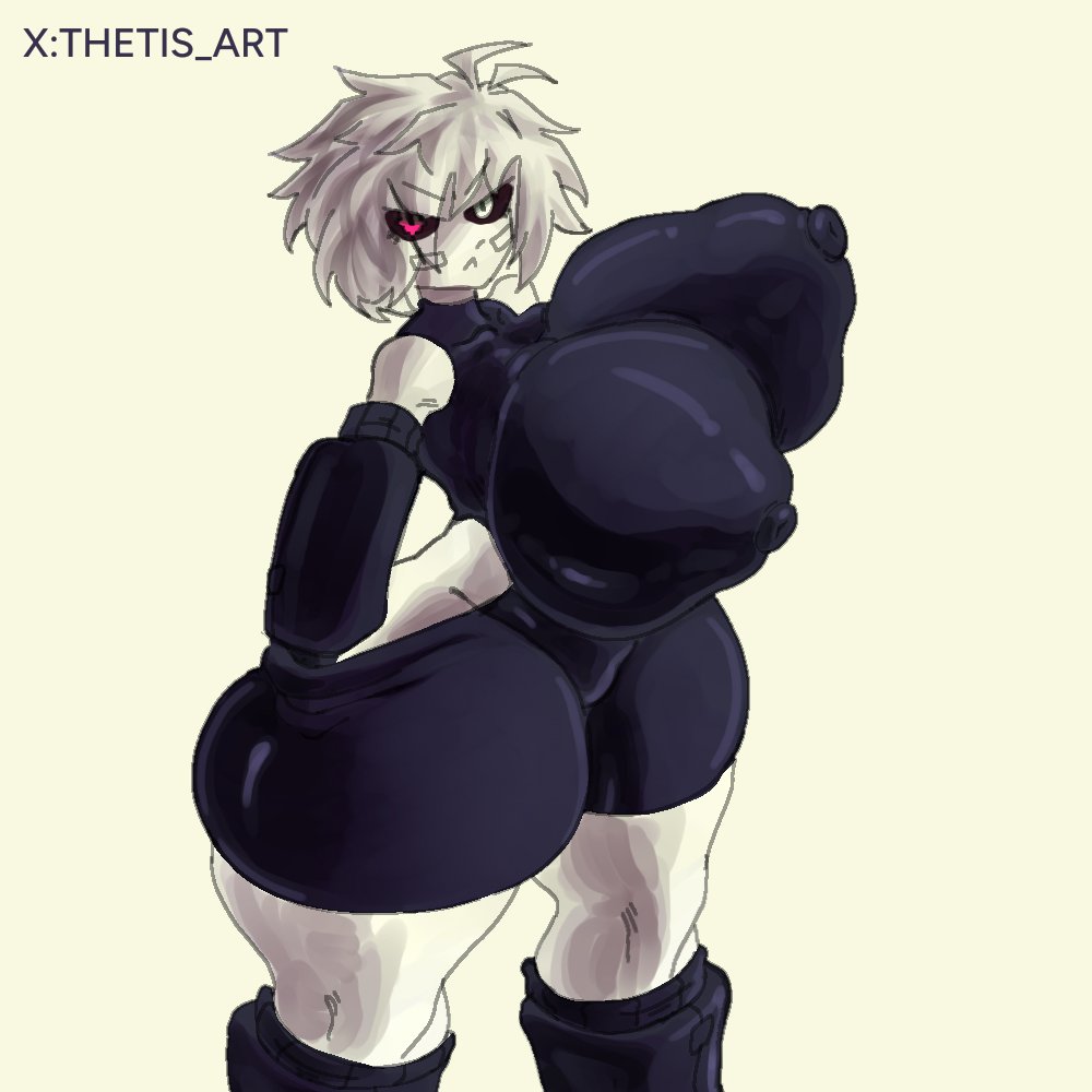 big ass, big breasts, breasts, chara, cross chara, eye scar, eyescar, female, female chara, frown, heterochromia, nipple bulge, rule 63, thetis (artist), undertale, undertale (series), white hair, xchara, xtale