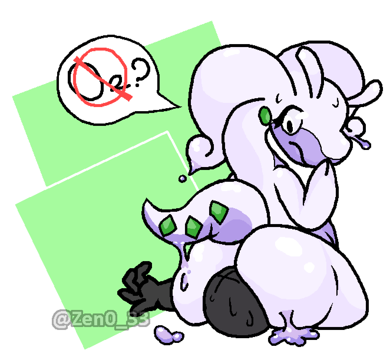 ambiguous_gender anthro ass back_view big_ass big_butt digital_media_(artwork) eyelashes facesitting girly goo goodra line_art nintendo pokemon pokemon_(species) simple_background sitting slime speech_bubble text watermark zen0_33