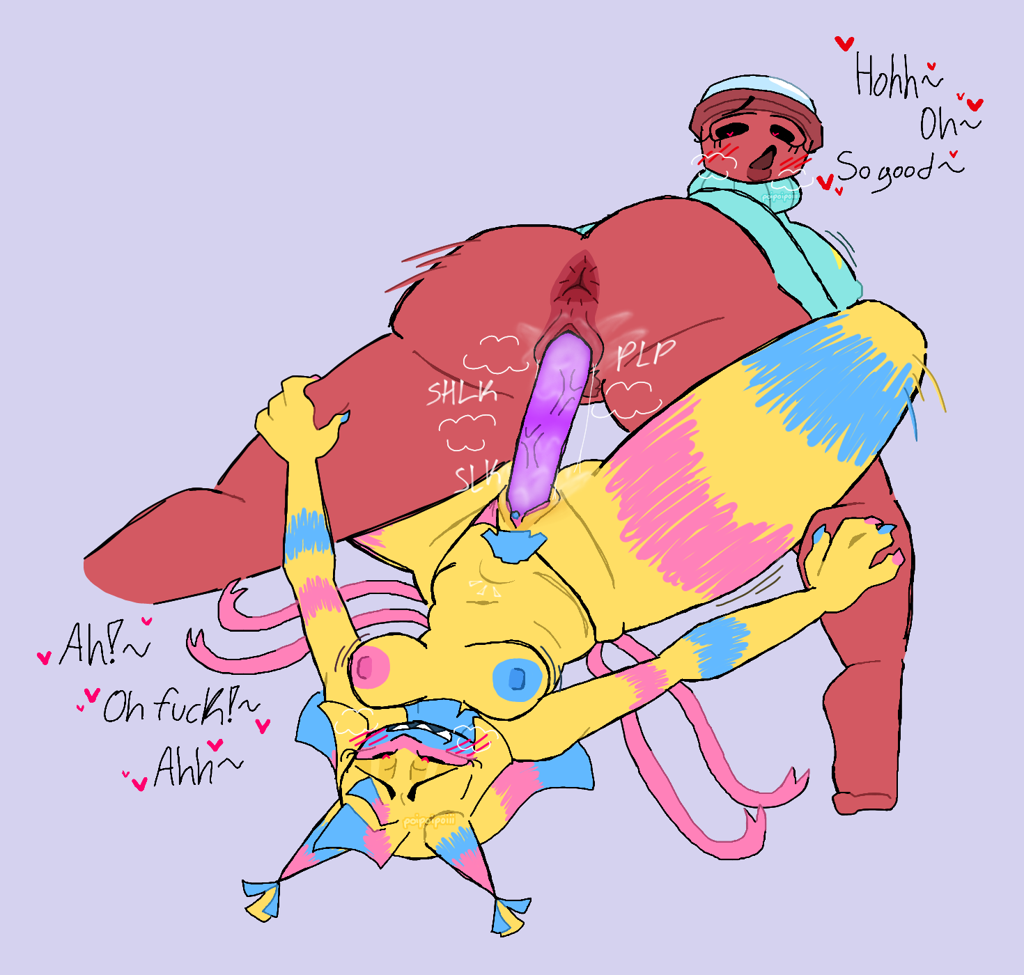 2girls, ahe gao, ahegao, ass, ass bigger than head, asshole, big ass, big breasts, blush, blushing, breasts, dandy's world, dandys world, dildo, double ended dildo, english, english text, gigi (dandy's world), heart, heart eyes, lesbian, lesbian sex, lesbians, long dildo, moaning, moaning in pleasure, motion lines, multicolored nipples, nipples, nipples bulge, nipples outside, on top of another, onomatopoeia, partially clothed, poipoipoiii, precum, precum string, pubic hair, pussy, sex, sharp fingernails, sharp teeth, simple background, simple coloring, steam, steamy breath, stomach bulge, tails, thick, thick ass, thick thighs, thighs, thong, thong aside, tits, tummy, vagina, vaginal penetration, yatta (dandy's world)