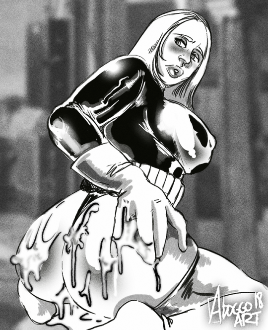 adoggoart big_ass black_widow_(marvel) cum_on_ass female frank_castle latex_suit marvel marvel_comics natasha_romanoff the_punisher