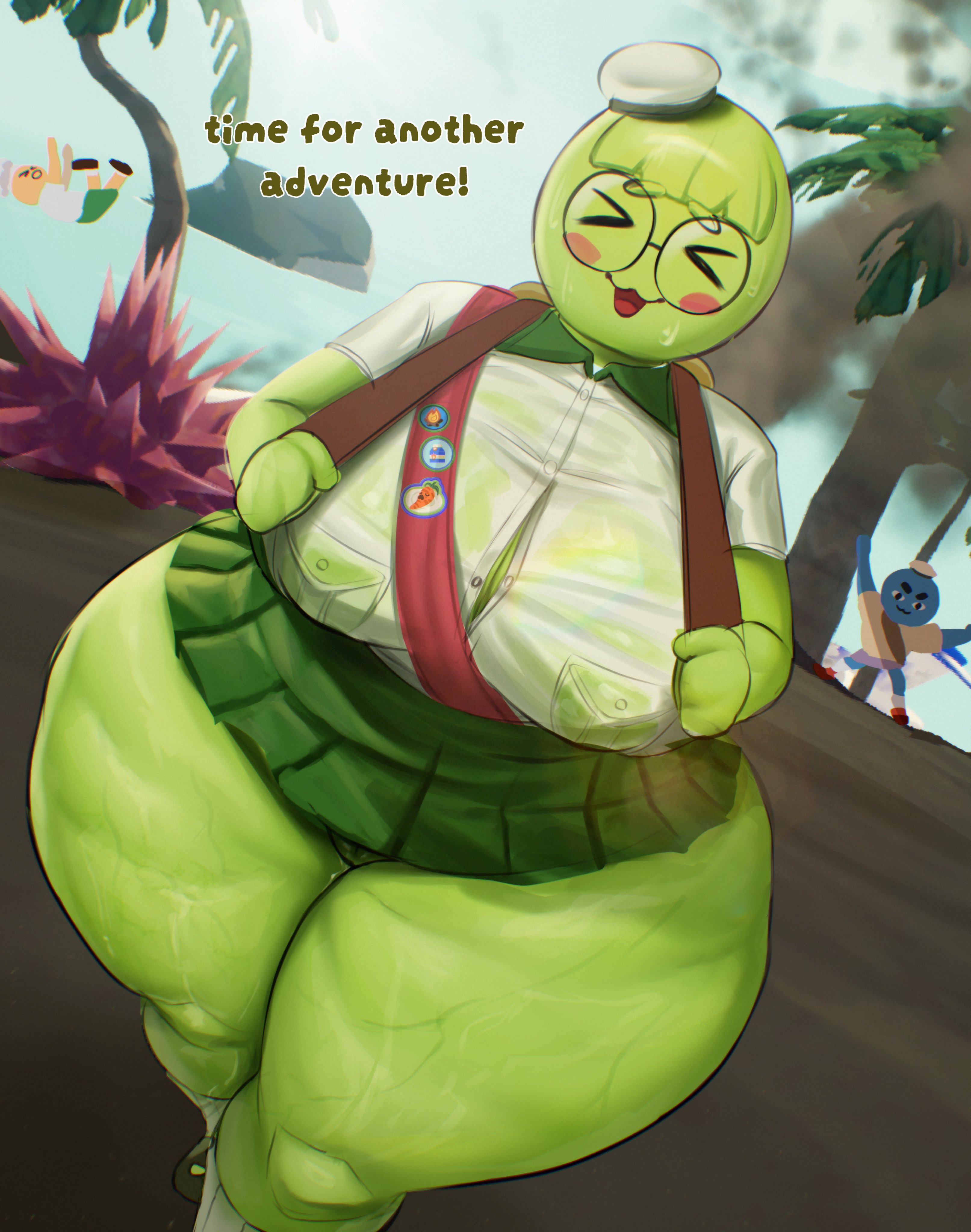1girls, big breasts, big thighs, breasts, breasts bigger than head, busty, busty female, cleavage, curvy, curvy body, curvy female, curvy figure, curvy hips, hips, hips wider than shoulders, hourglass figure, hourglass figured female, huge breasts, huge thighs, jebjebbz, massive thighs, peak (videogame), peak-chan (okgaki), pear-shaped figure, scout (peak), thick legs, thick thighs, thighs, thunder thighs, thunderthighs, tits, tits bigger than head, venus body, wide hips, wide thighs