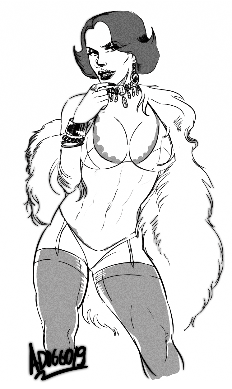 1girls 2019 adoggoart female female_only fur_coat lingerie mature_female milf p_gell solo the_spirit uncensored